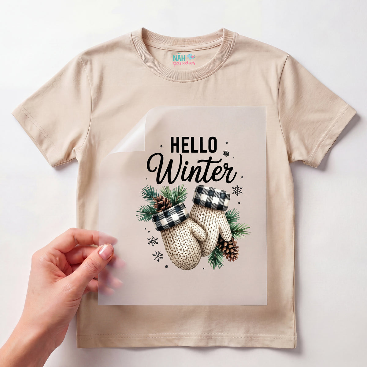 Bügelbild Winter Handschuhzauber