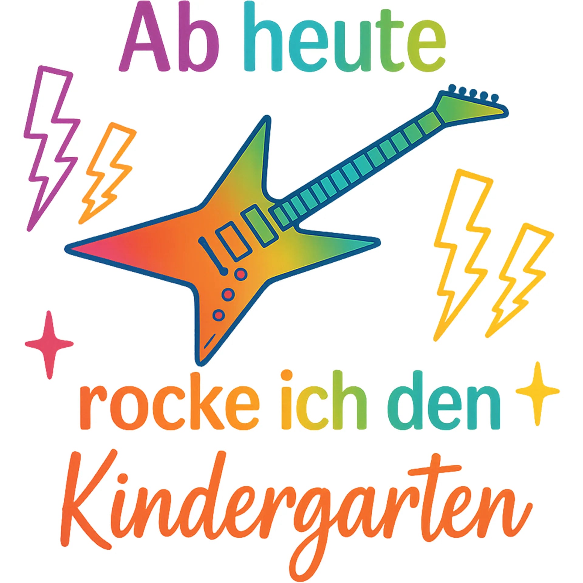 Bügelbild Ab heute rocke ich den Kindergarten - L