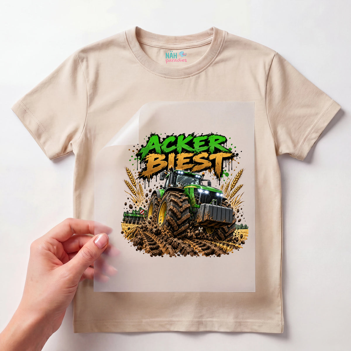 Bügelbild Acker Biest
