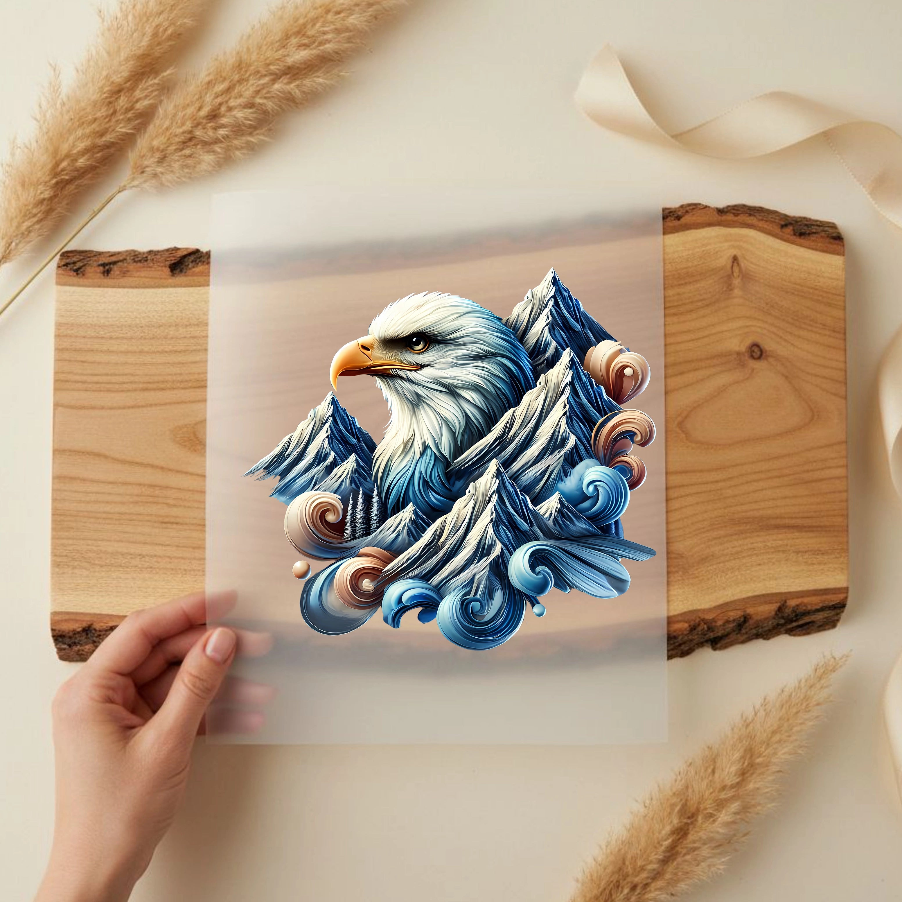 Bügelbild Adler Bergkraft