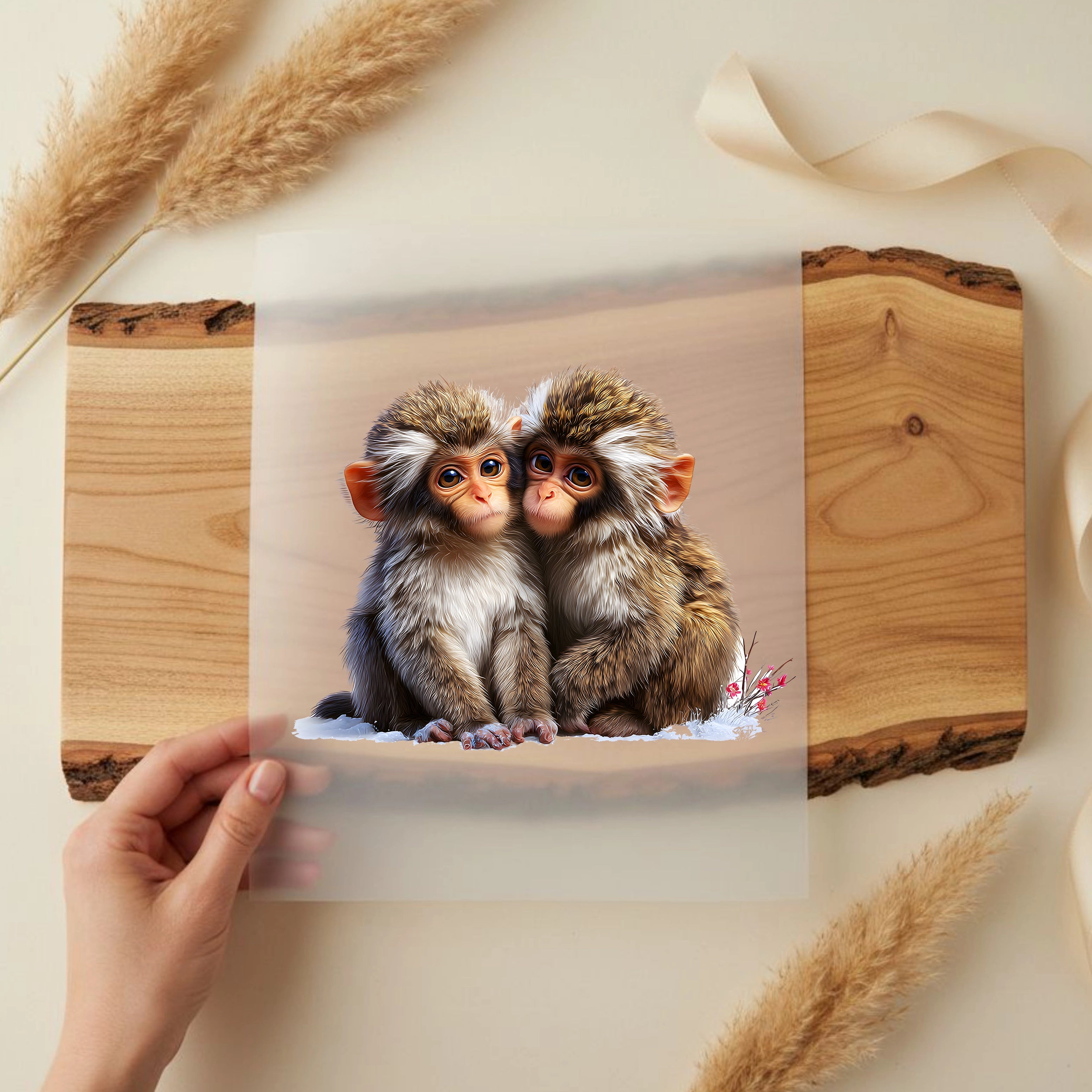 Bügelbild Äffchen Geschwisterliebe