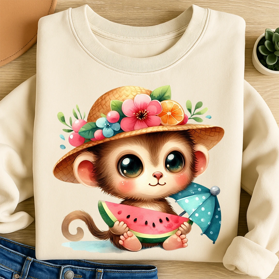 Bügelbild Affe Melonenspaß