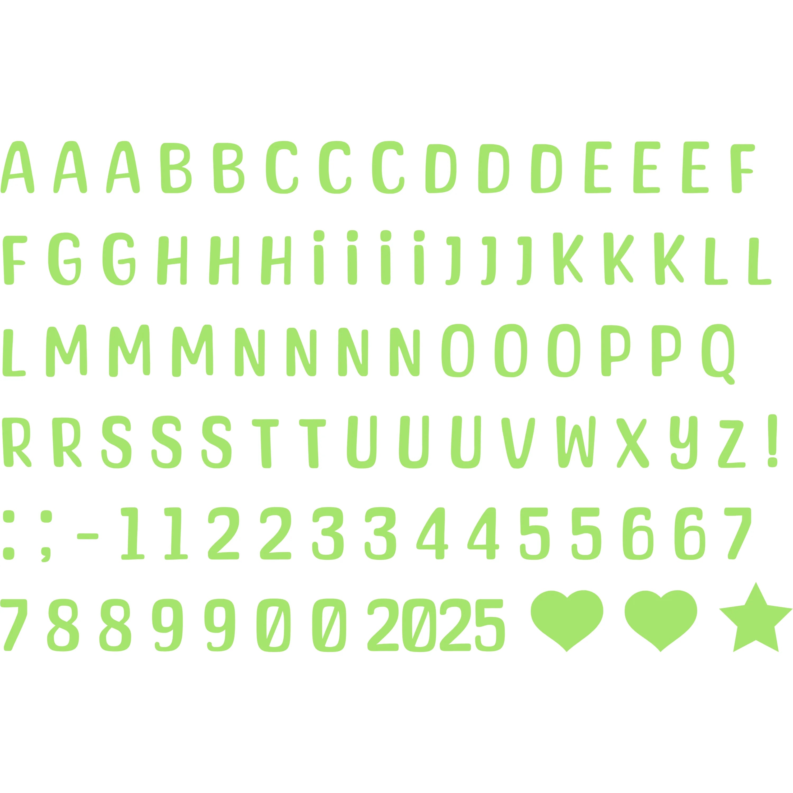 Bügelbild Alphabet Set in verschiedenen Farben Buchstaben & Zahlen