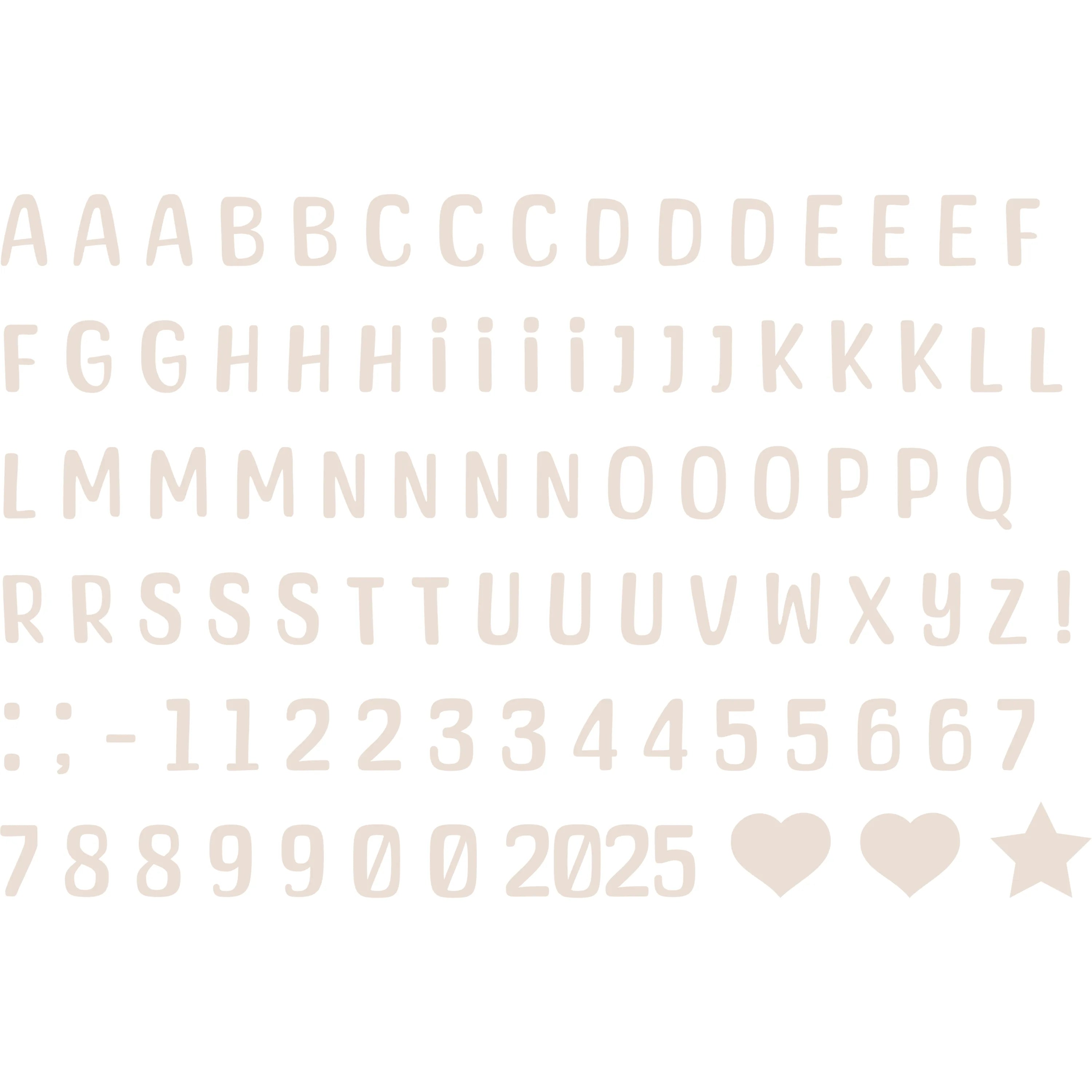 Bügelbild Alphabet Set in verschiedenen Farben Buchstaben & Zahlen