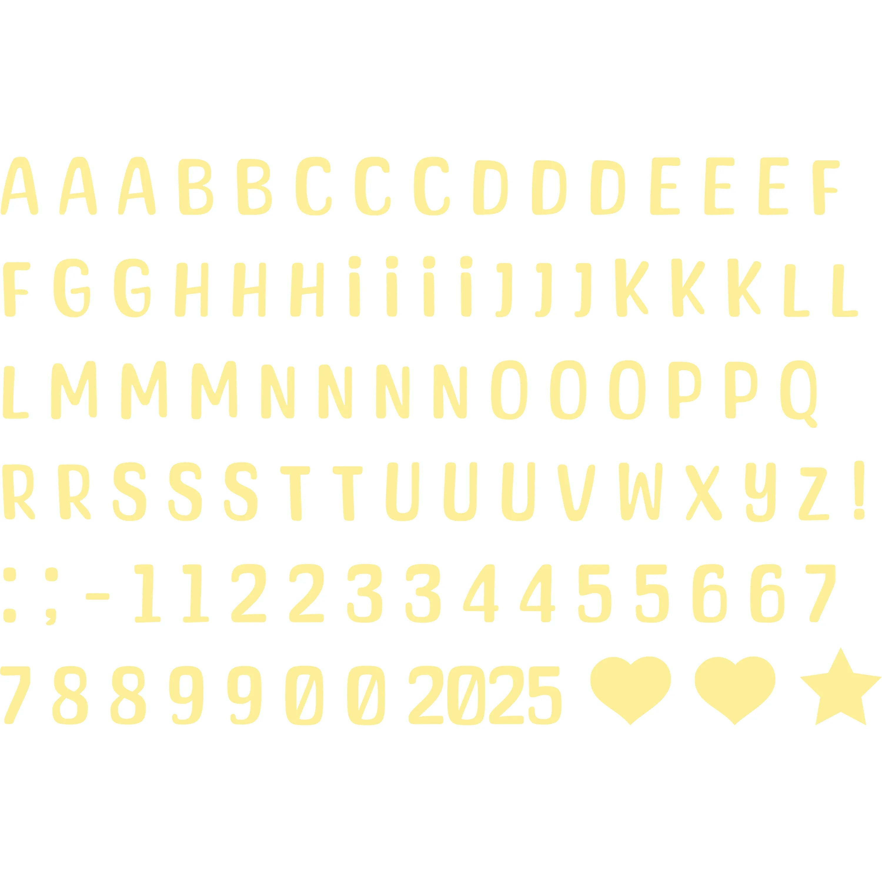 Bügelbild Alphabet Set in verschiedenen Farben Buchstaben & Zahlen