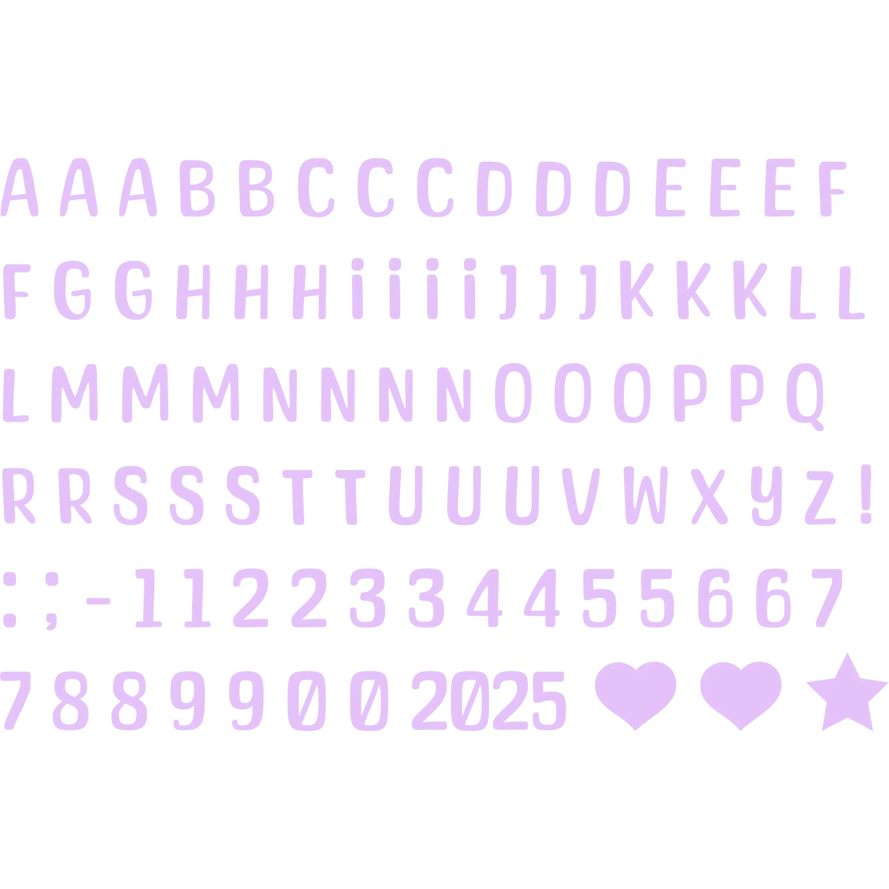 Bügelbild Alphabet Set in verschiedenen Farben Buchstaben & Zahlen