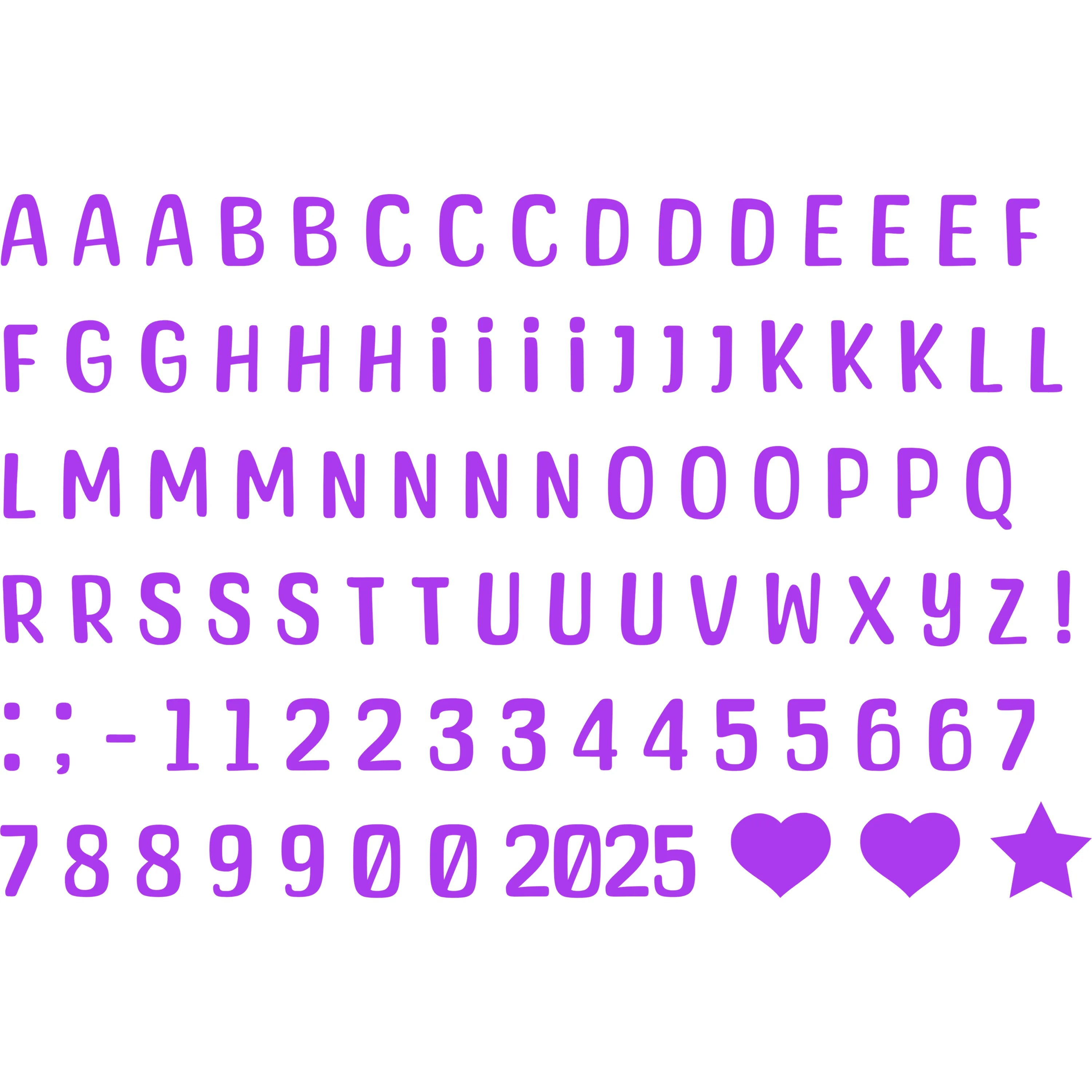Bügelbild Alphabet Set in verschiedenen Farben Buchstaben & Zahlen