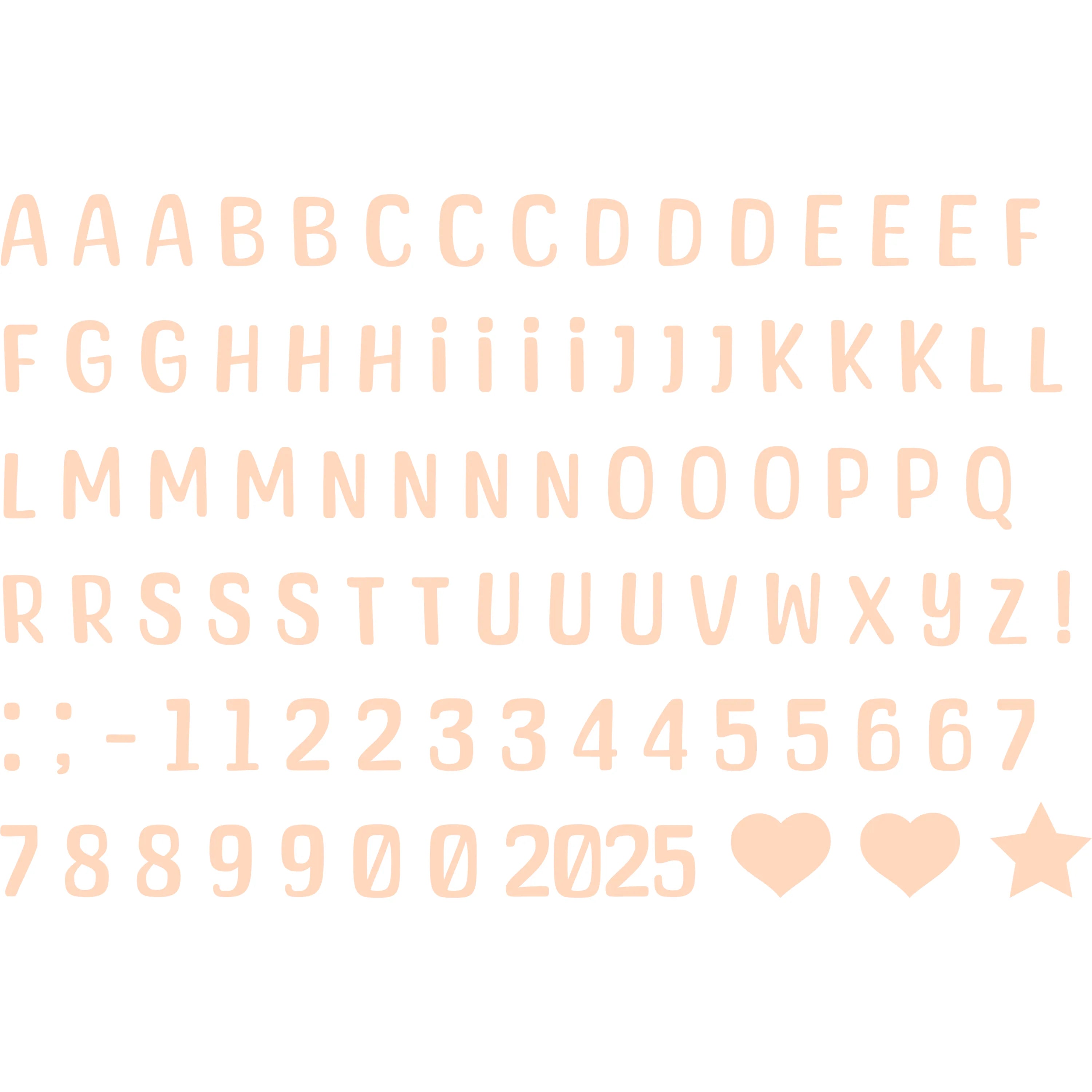 Bügelbild Alphabet Set in verschiedenen Farben Buchstaben & Zahlen