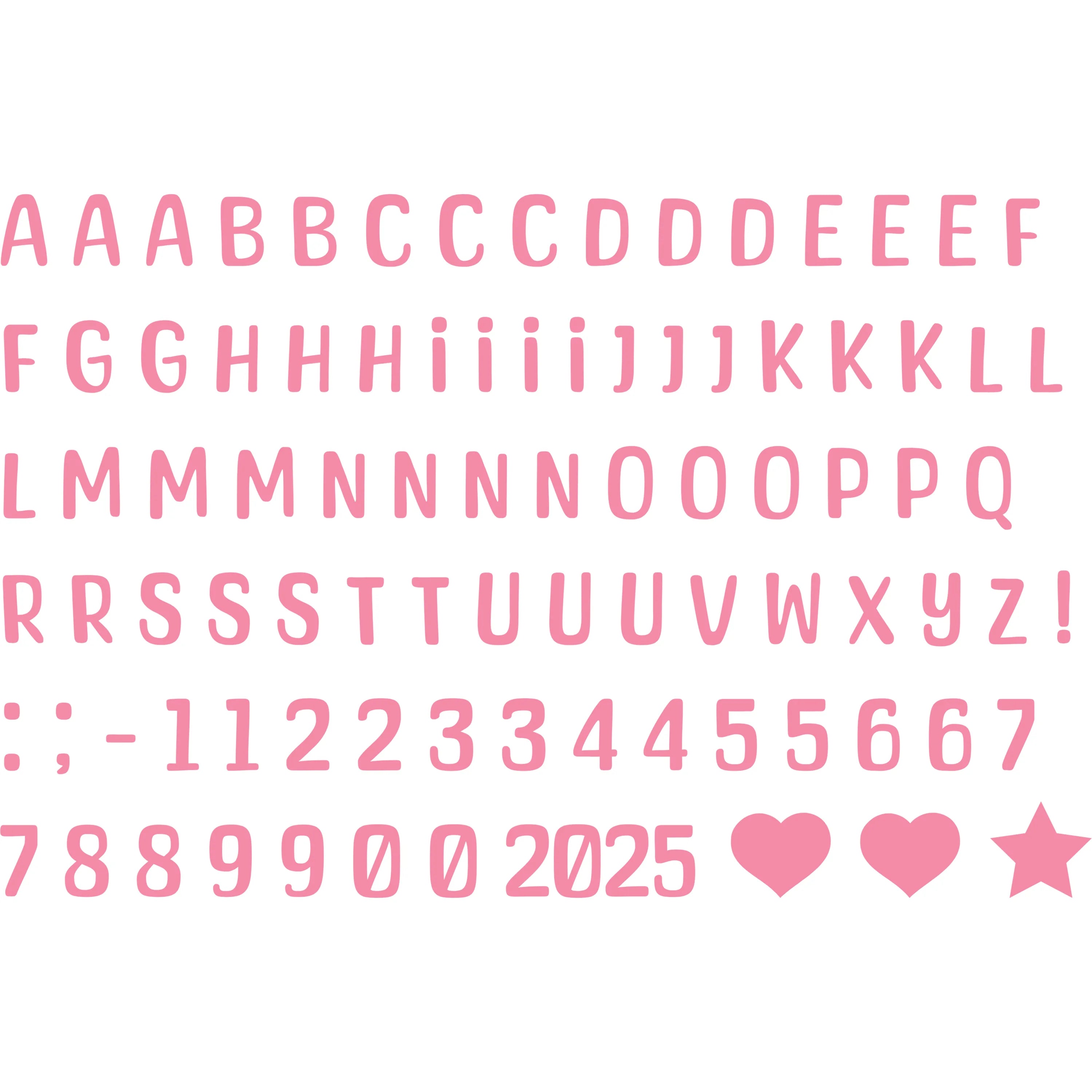 Bügelbild Alphabet Set in verschiedenen Farben Buchstaben & Zahlen