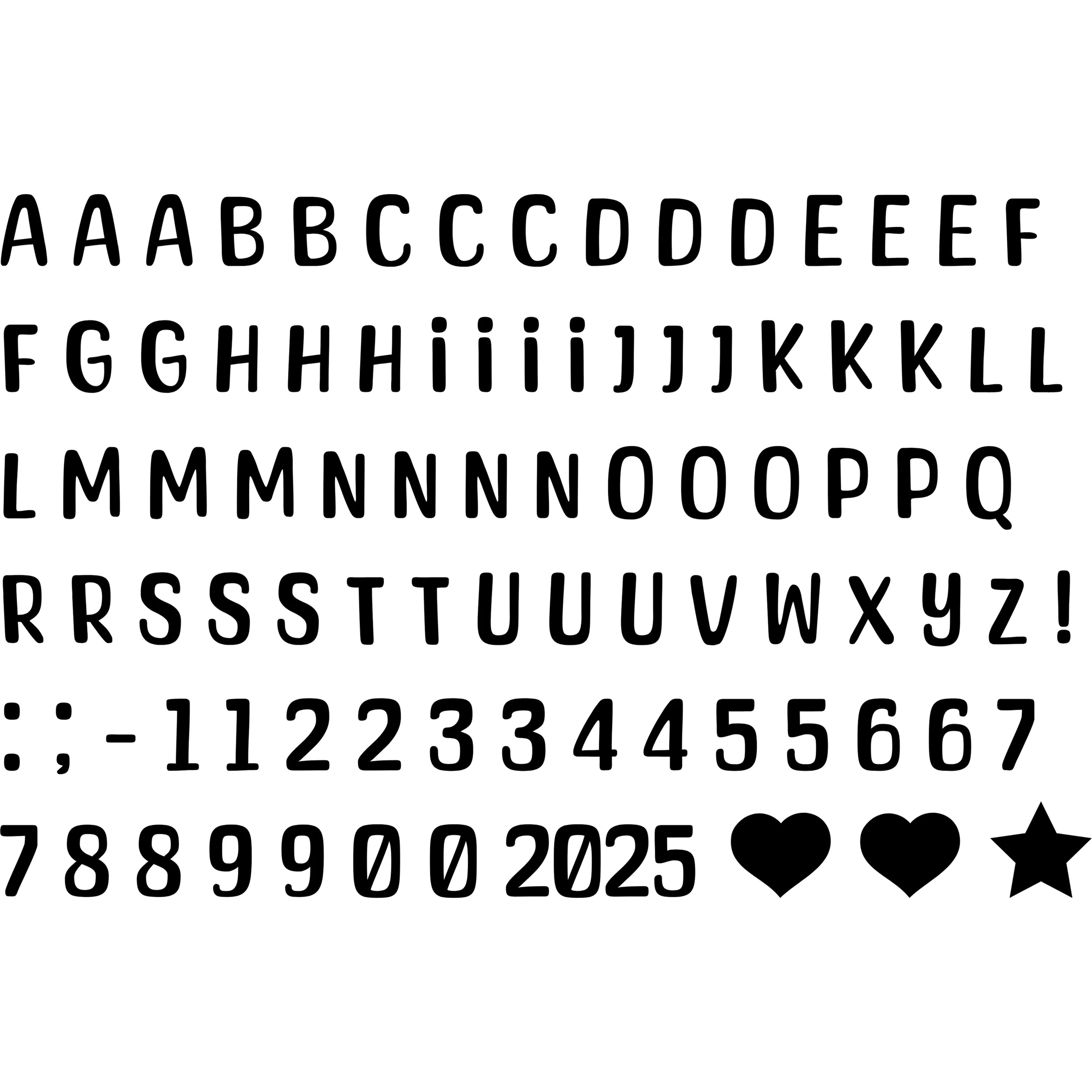 Bügelbild Alphabet Set in verschiedenen Farben Buchstaben & Zahlen