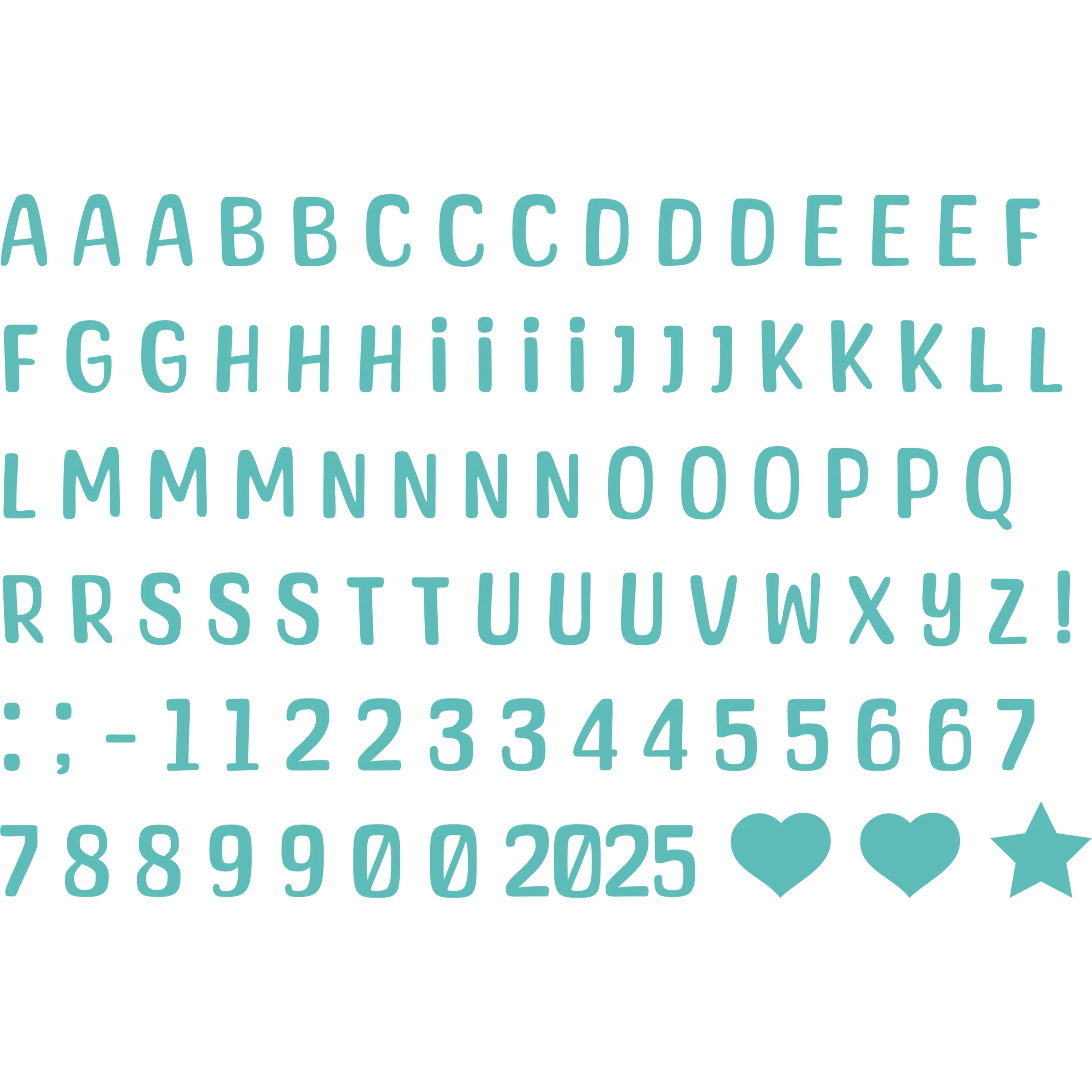 Bügelbild Alphabet Set in verschiedenen Farben Buchstaben & Zahlen