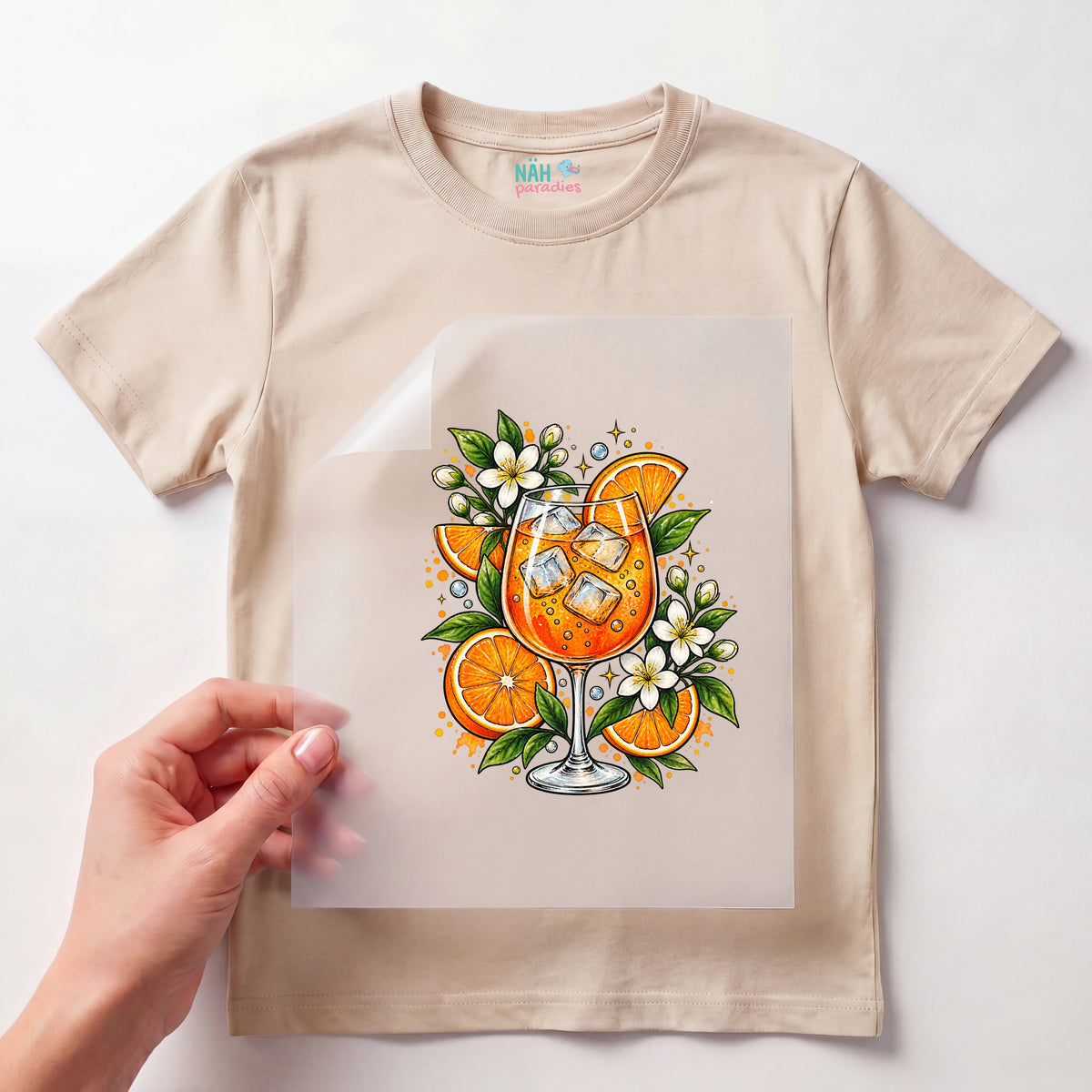 Bügelbild Aperol Spritz Blüten