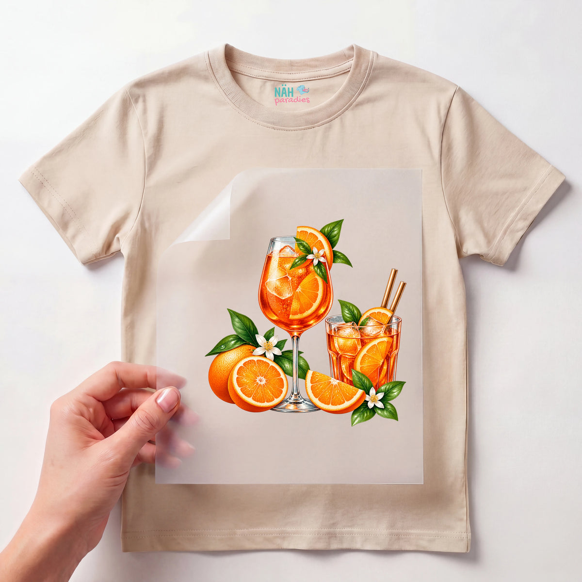 Bügelbild Aperol Spritz mit Orangen