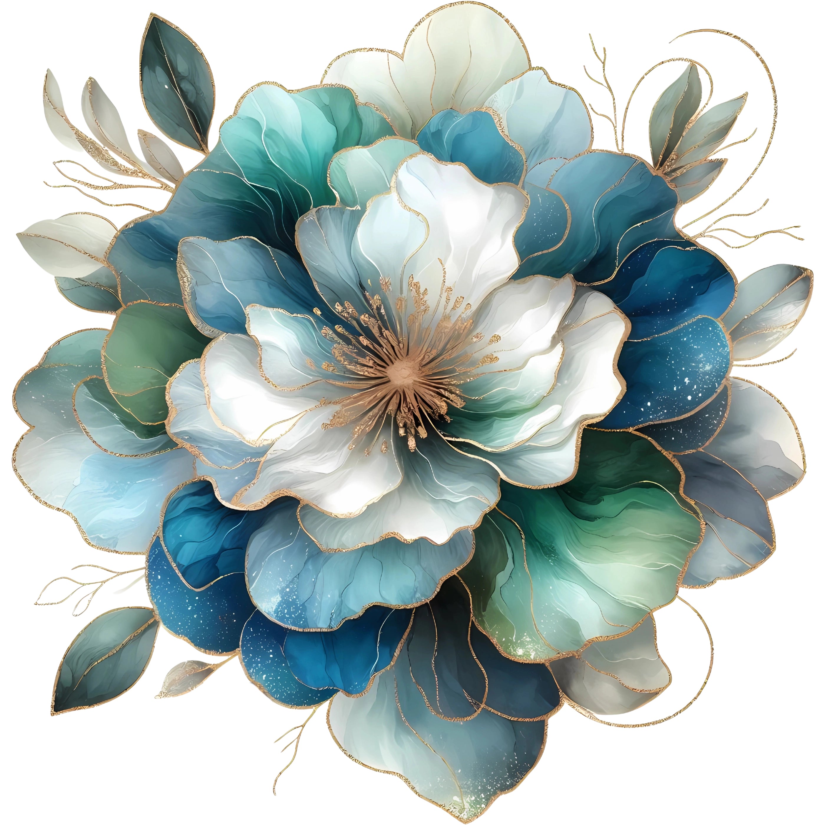 Bügelbild Aquarell Blume Blau