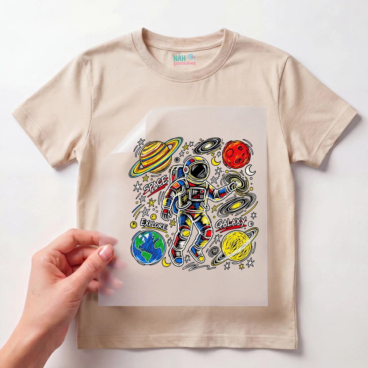 Bügelbild Astronaut Kritzel Space Galaxy