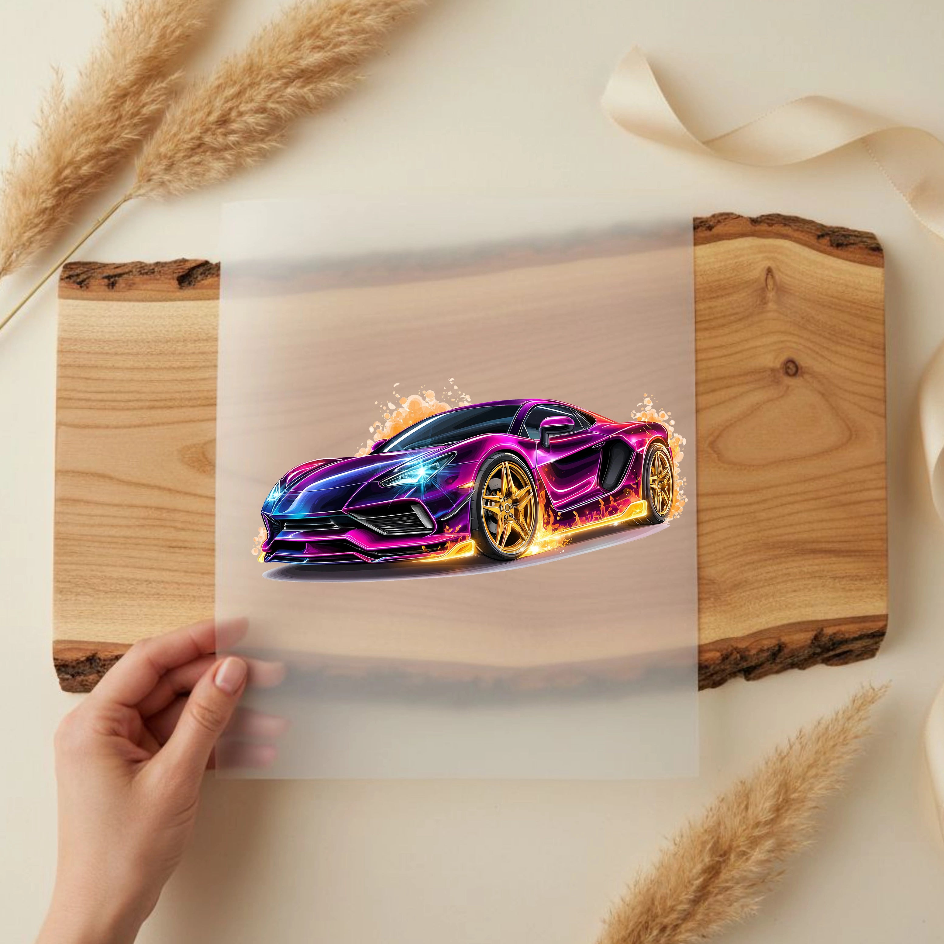 Bügelbild Auto Fireglow