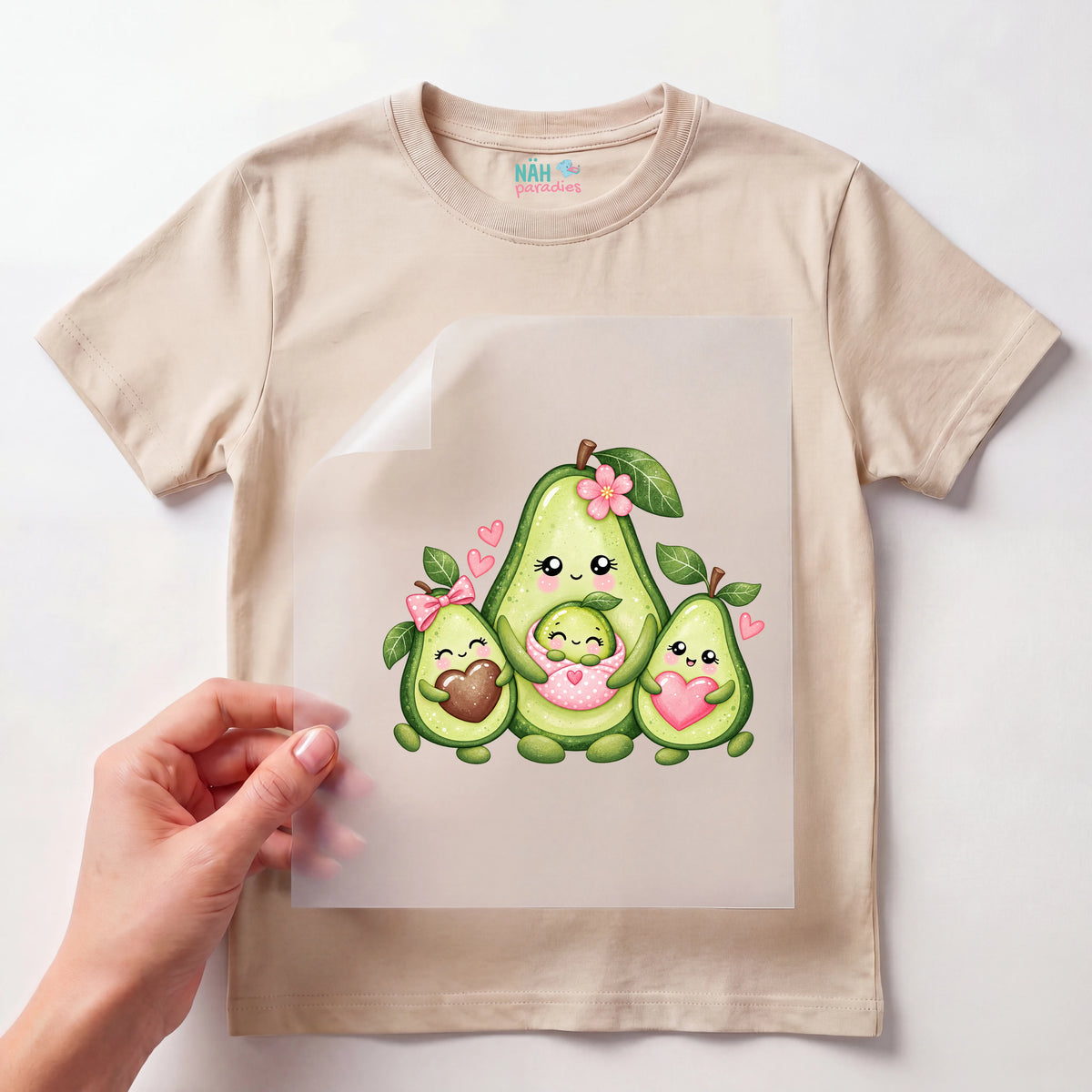 Bügelbild Avocado Familie