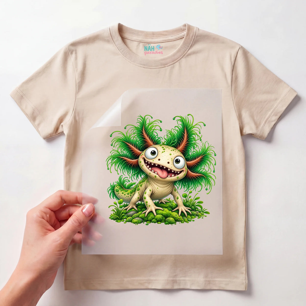 Bügelbild Axolotl Grün Wild