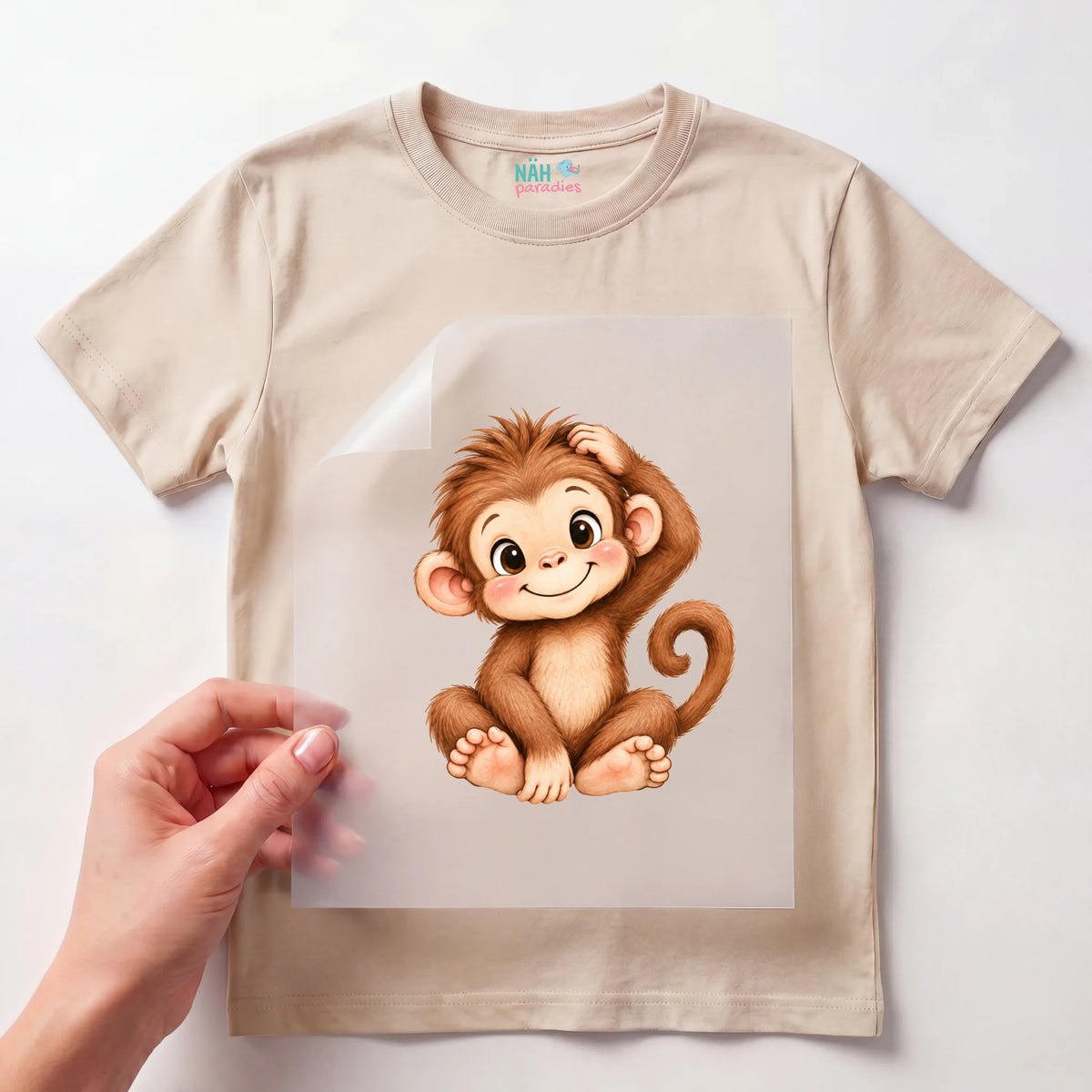 Bügelbild Baby Affe Aquarell