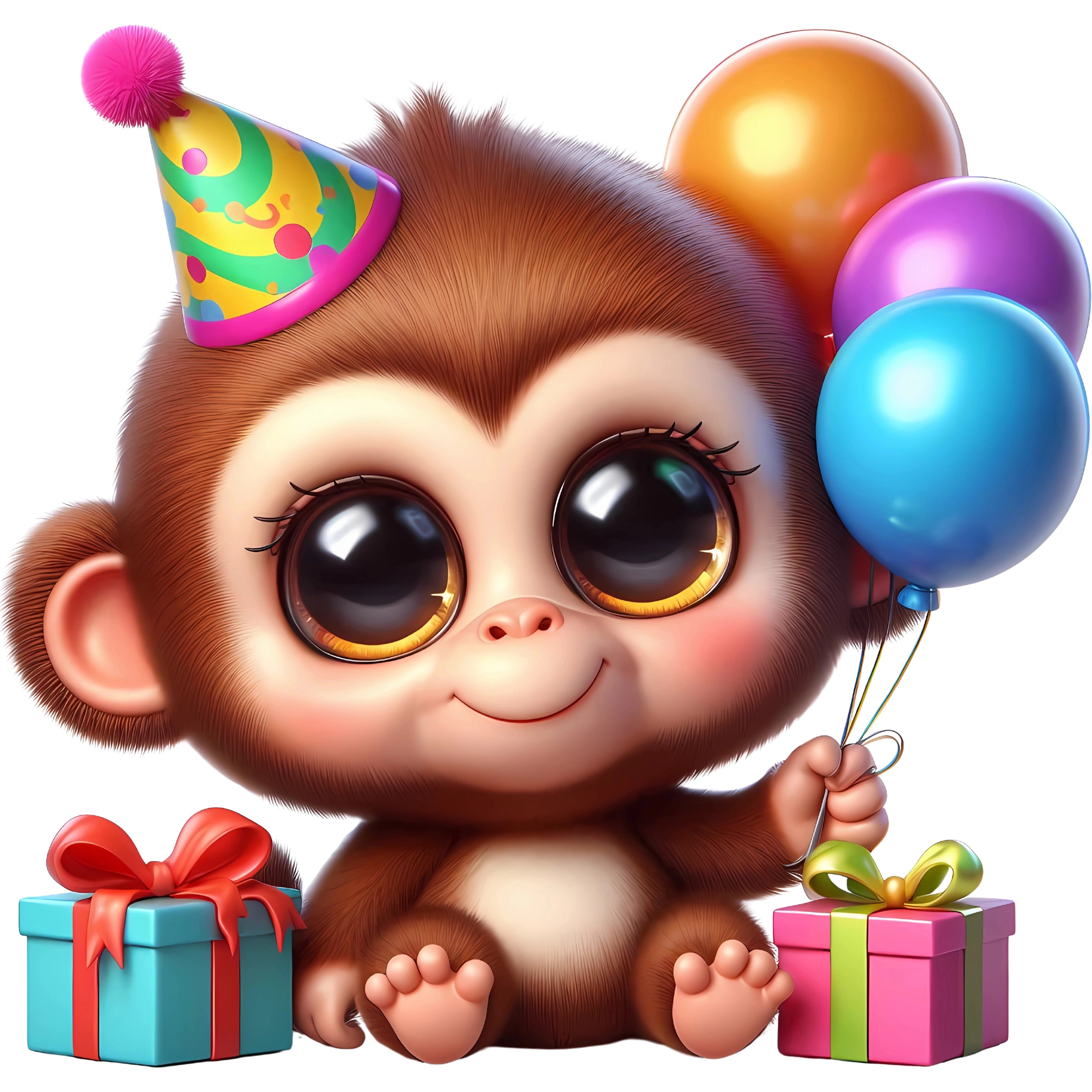 Bügelbild Baby Affe Geburtstag