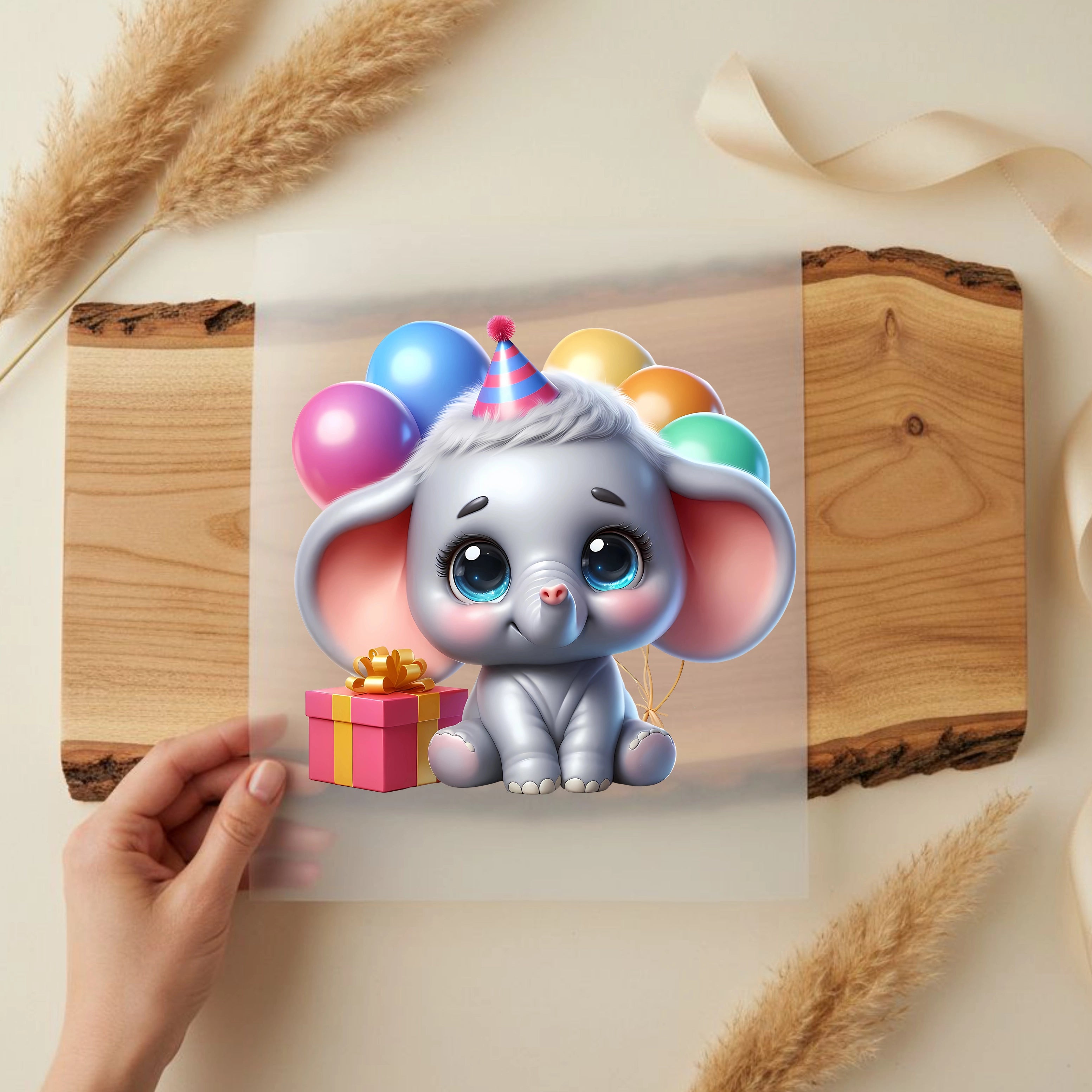 Bügelbild Baby Elefant Geburtstag