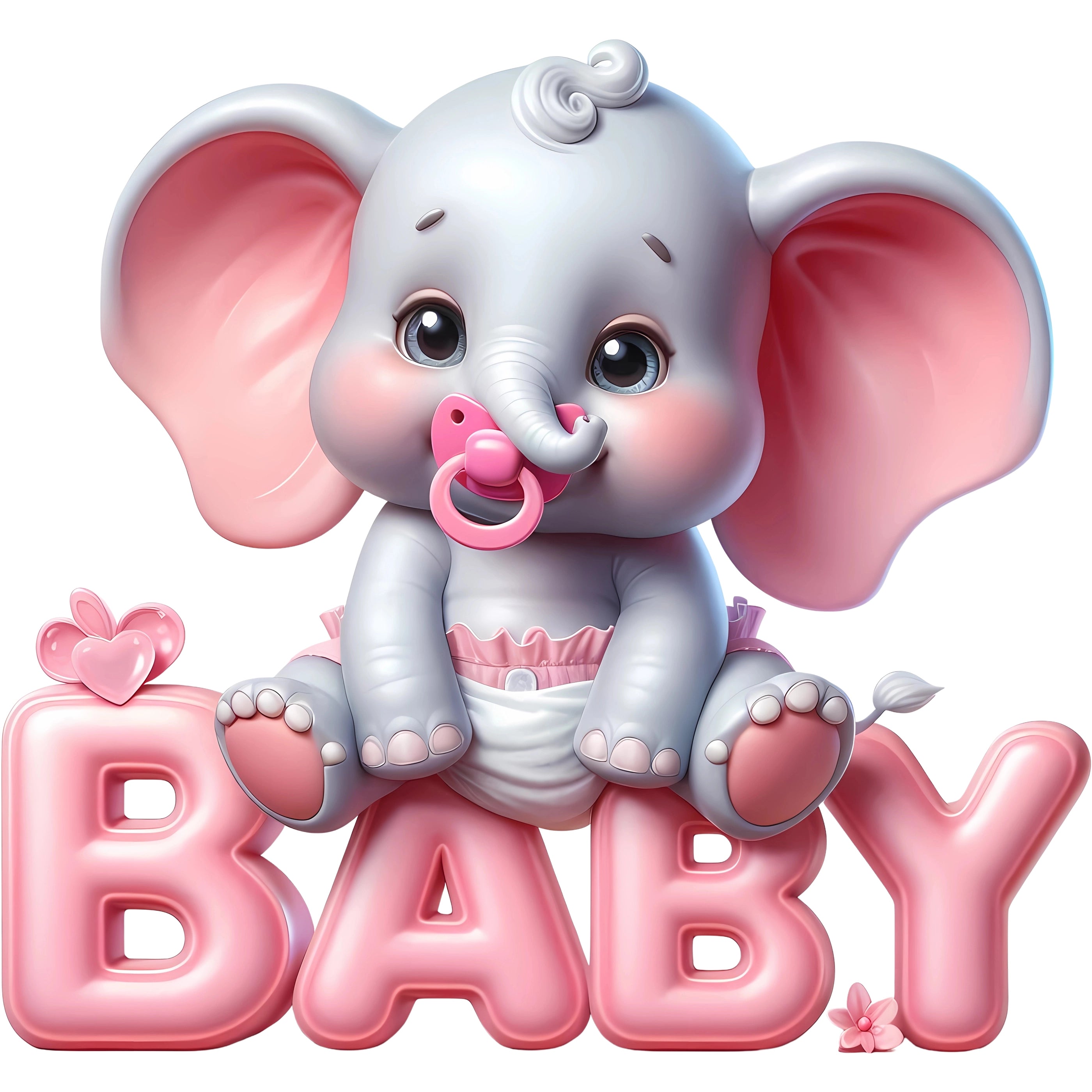 Bügelbild Baby Elefant Rosa