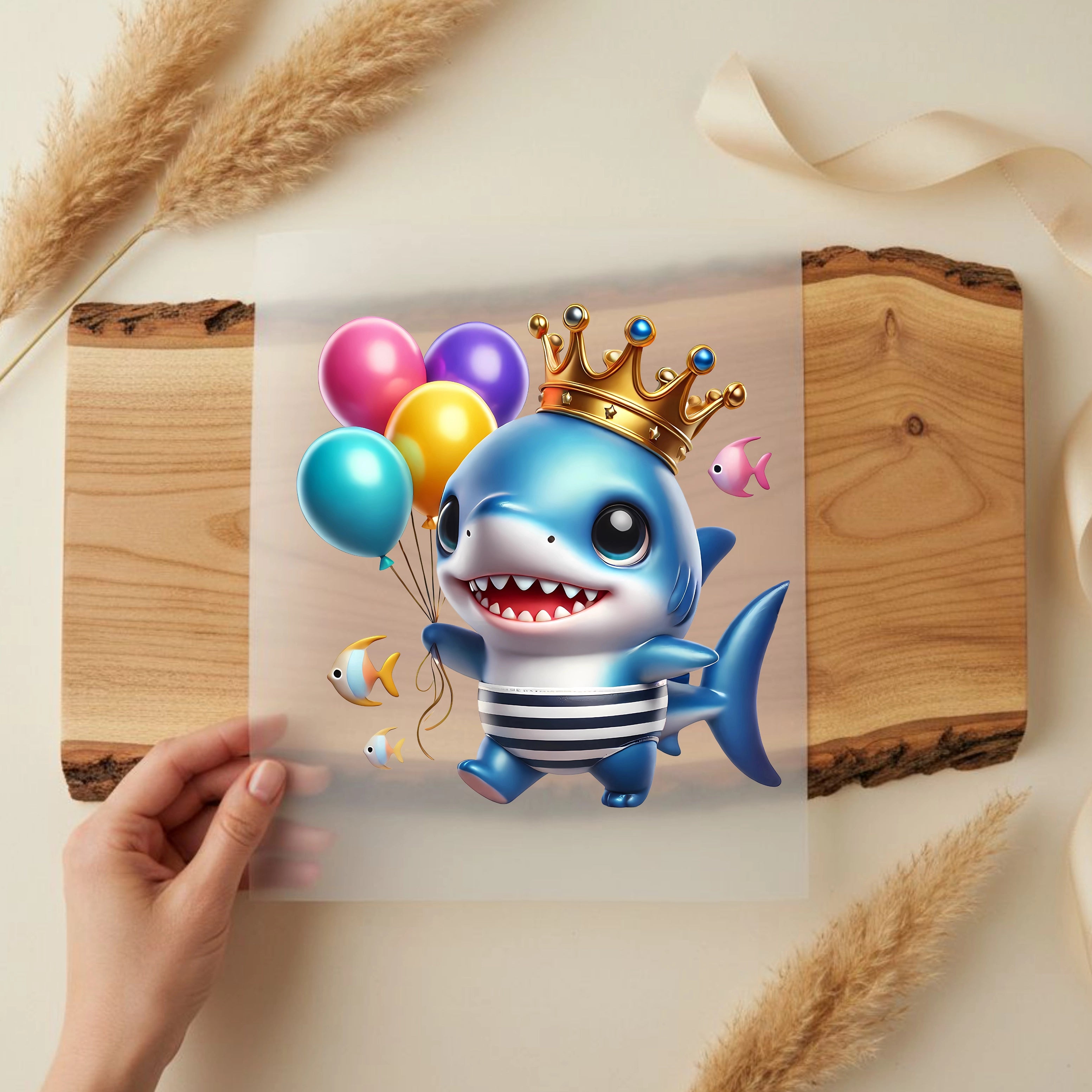 Bügelbild Baby Hai King