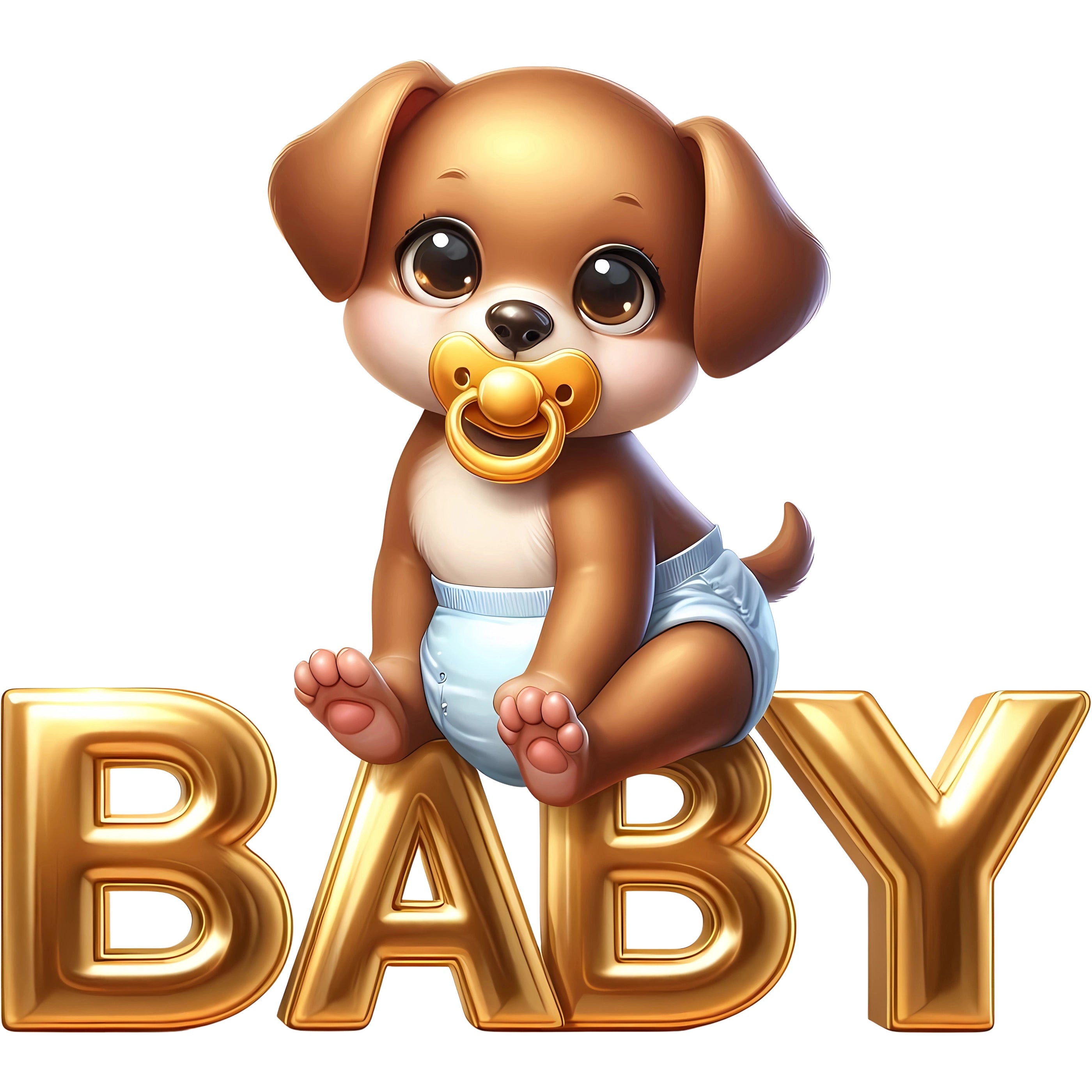 Bügelbild Baby Hund Goldi