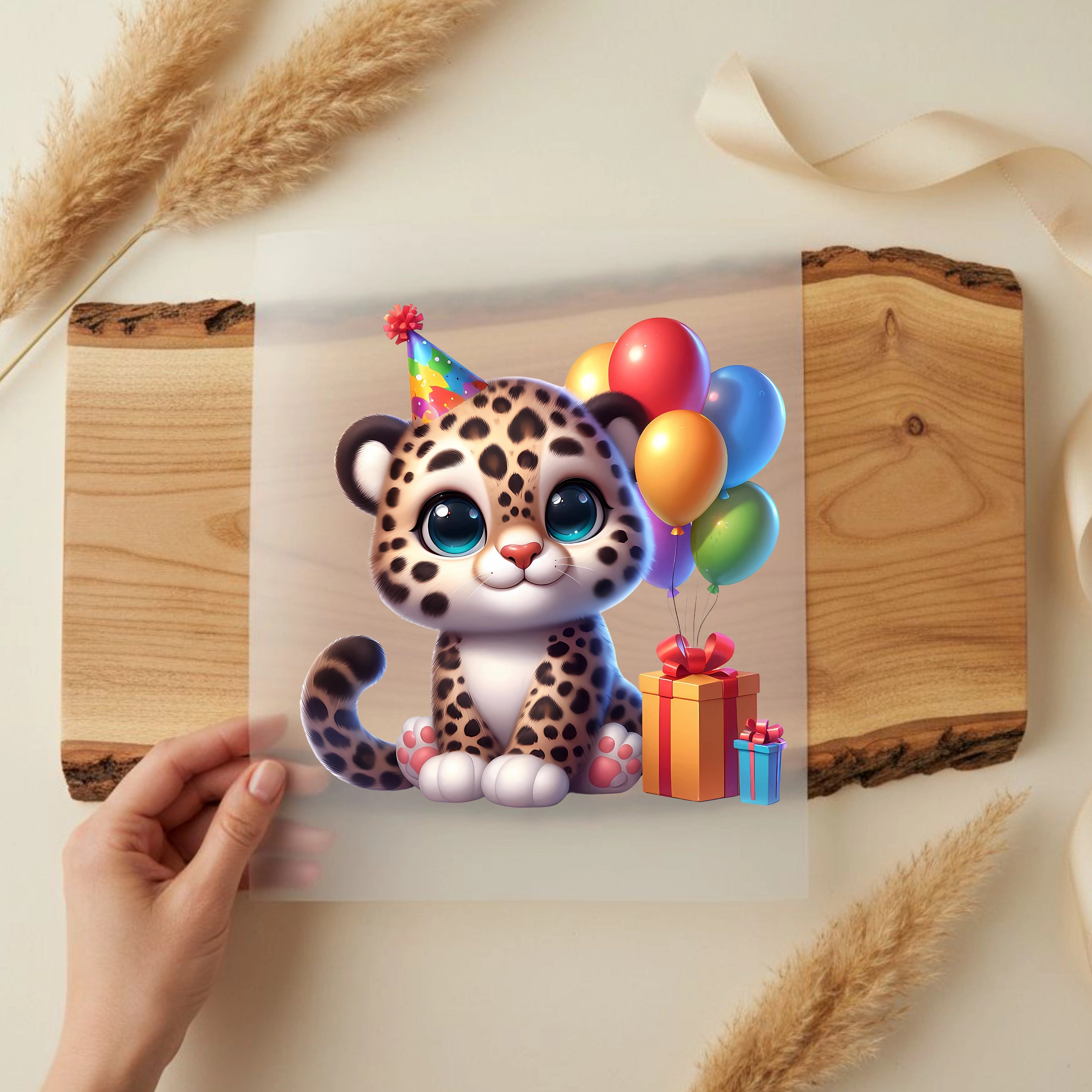 Bügelbild Baby Leopard Geburtstag