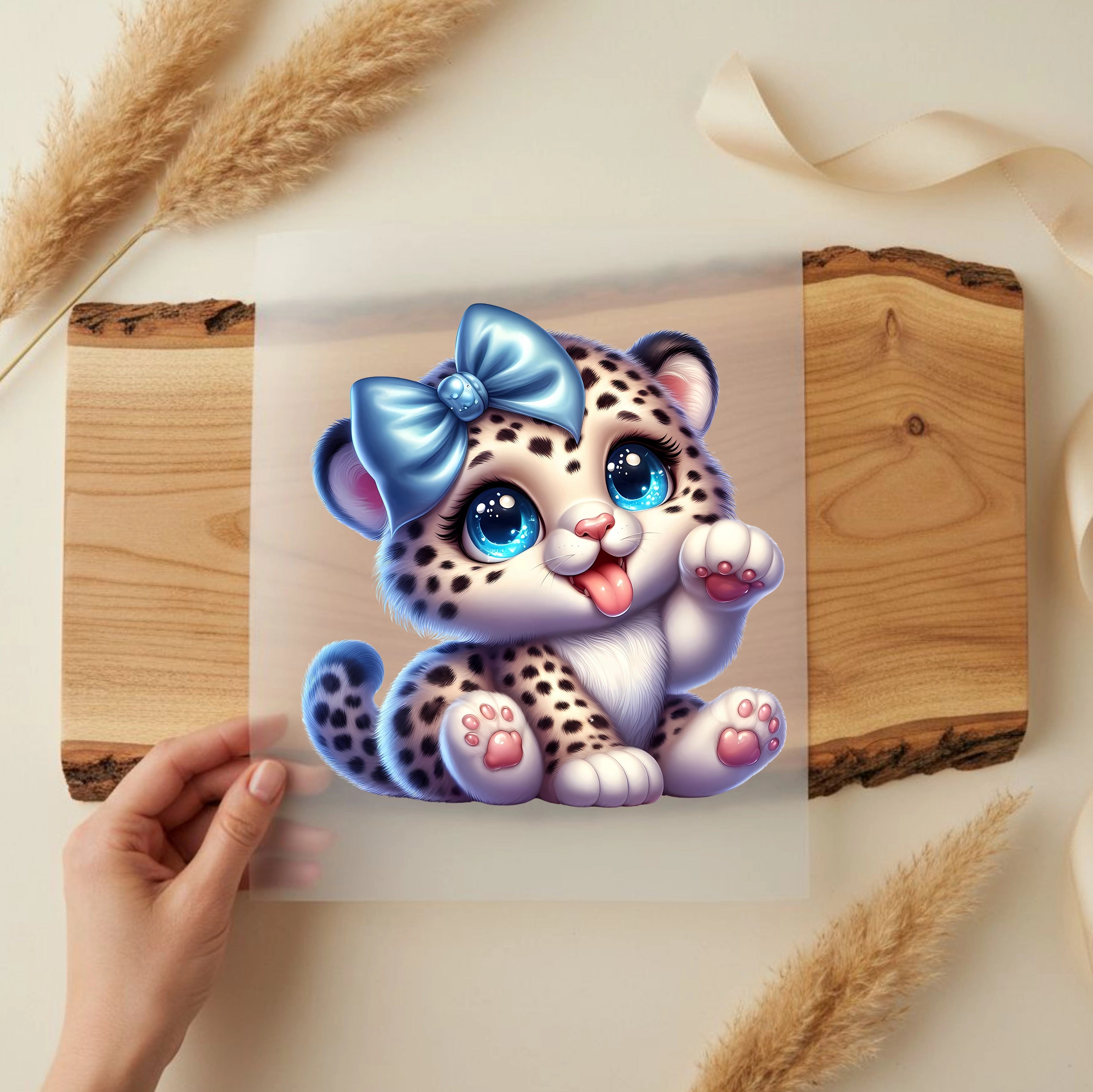 Bügelbild Baby Leopard Mädchen