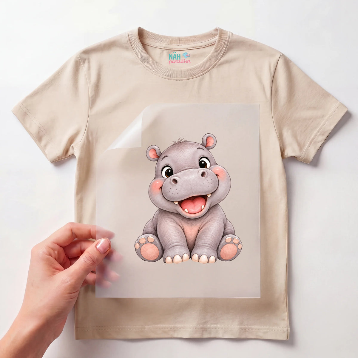 Bügelbild Baby Nilpferd Aquarell