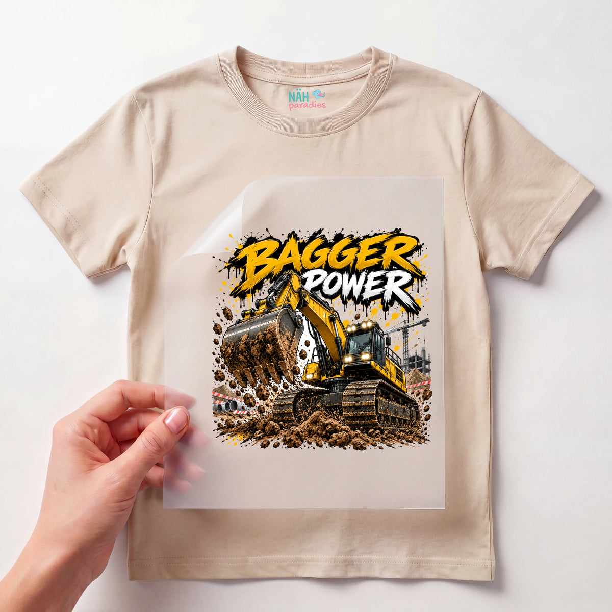 Bügelbild Bagger Power