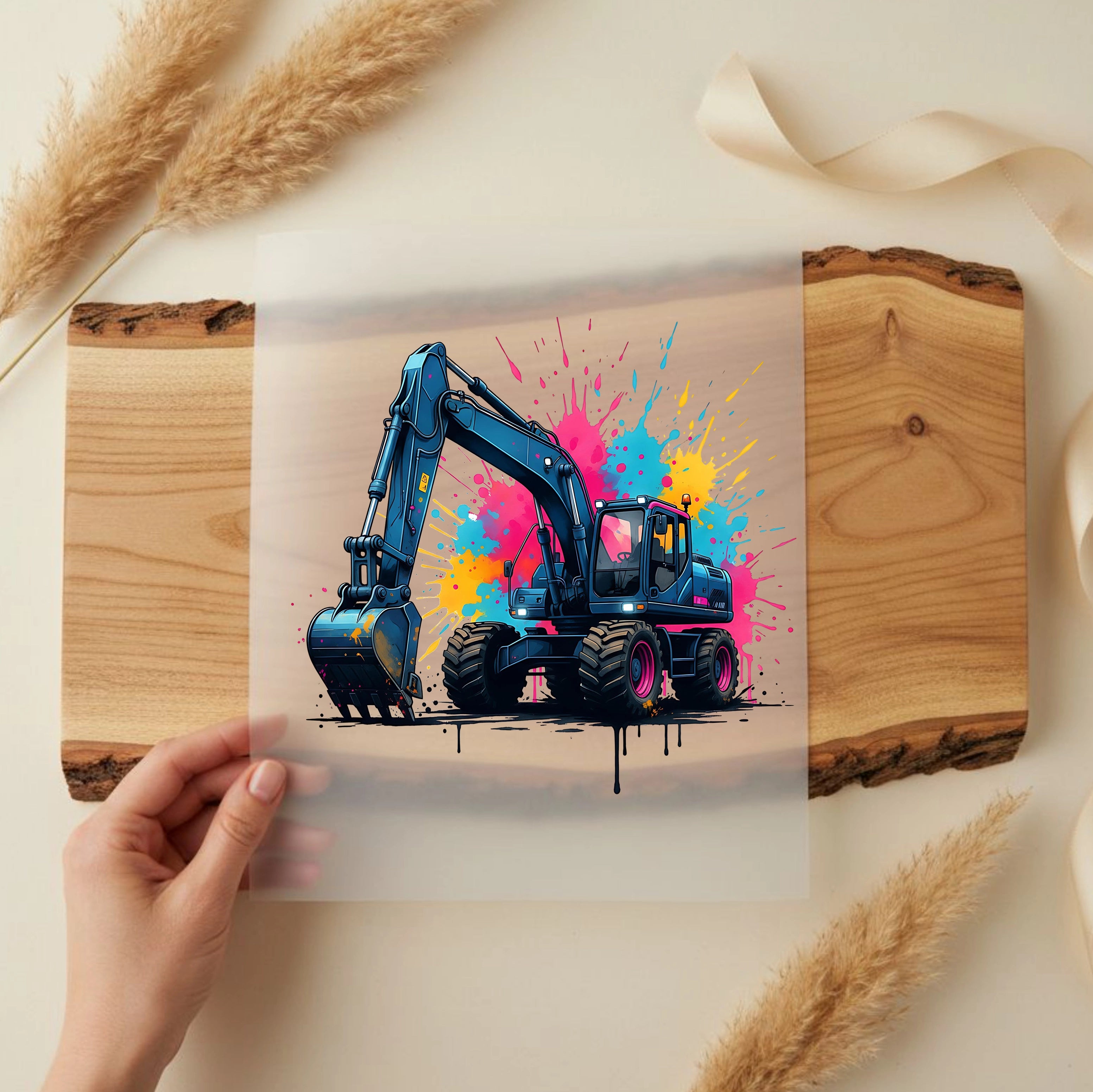 Bügelbild Bagger Splash