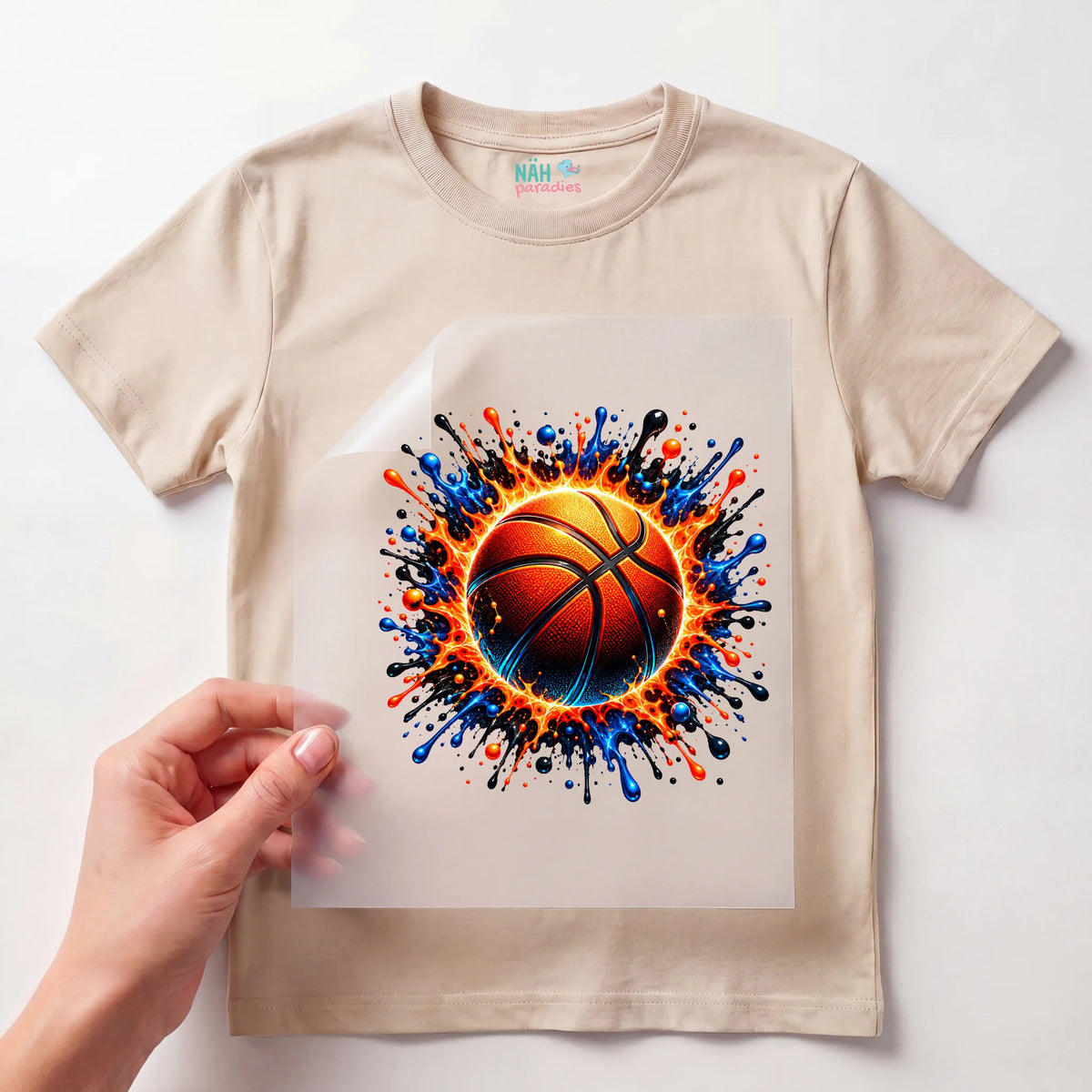 Bügelbild Basketball Farbexplosion