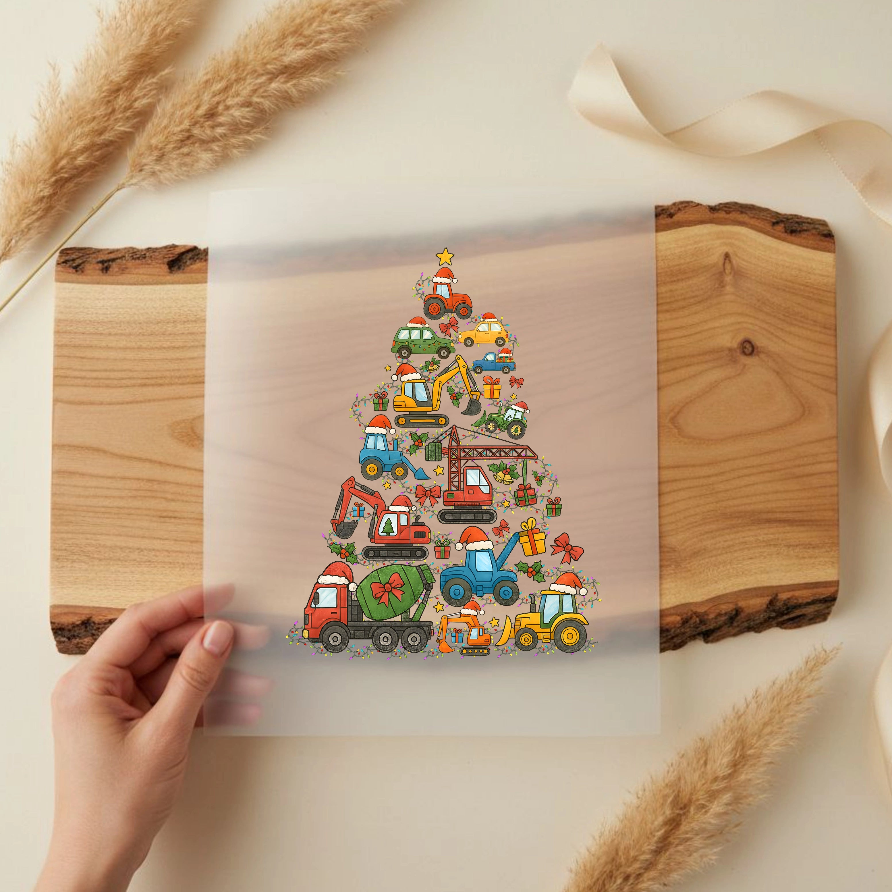 Bügelbild Baustellen Weihnachtsbaum