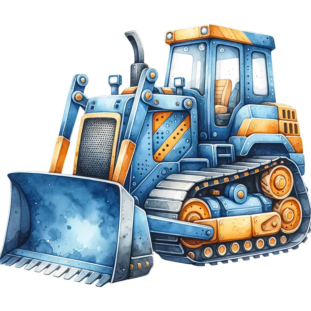 Bügelbild Baustellenheld in blau Bagger - S