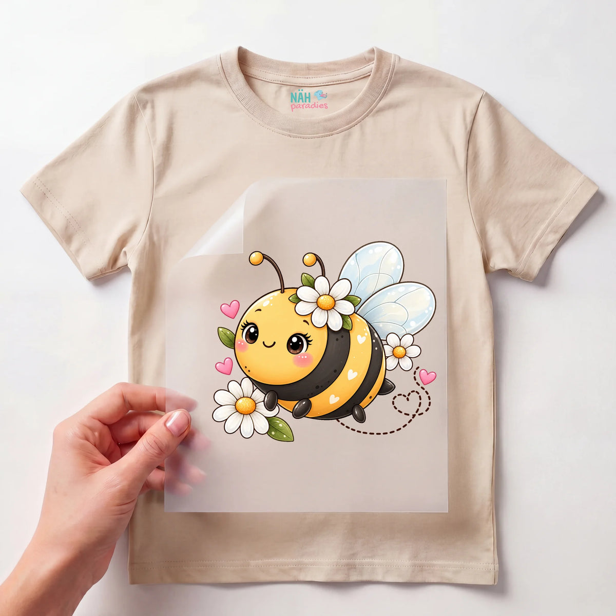 Bügelbild Biene mit Gänseblümchen Kawaii