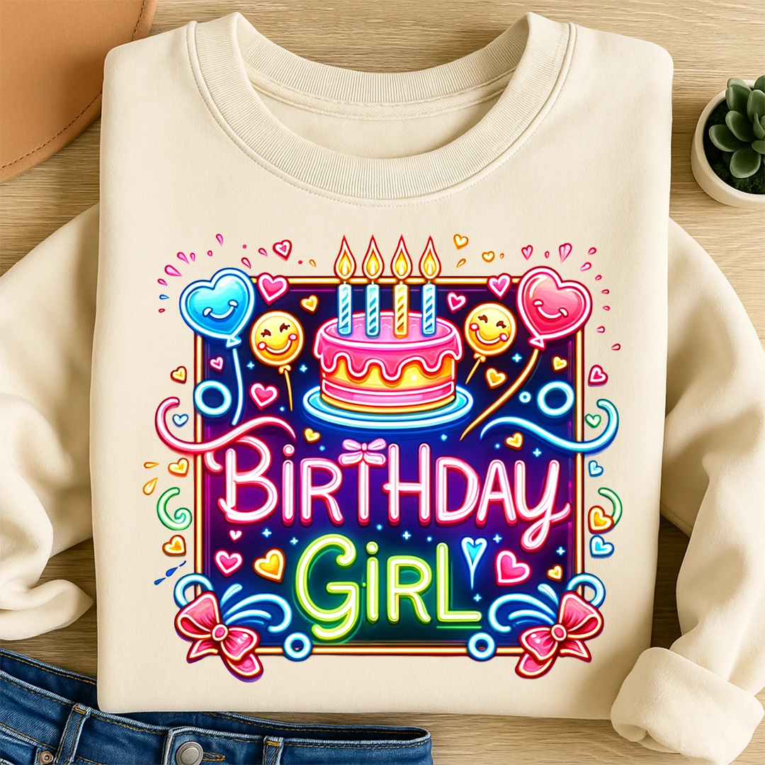 Bügelbild Birthday Girl Neon
