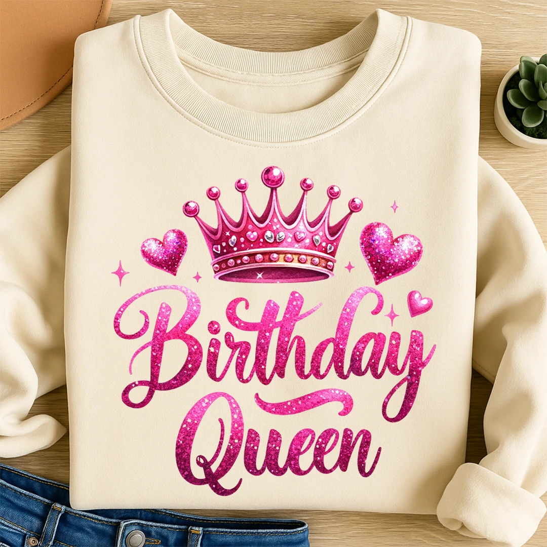 Bügelbild Birthday Queen Pink