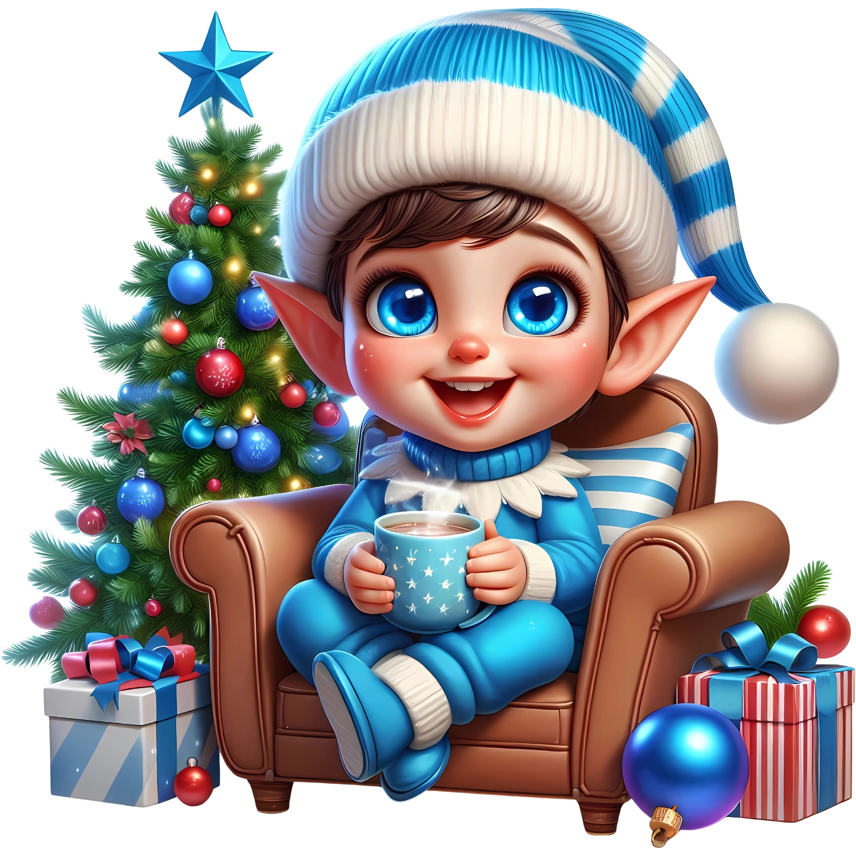 Bügelbild Blauer Elf Kakaozauber