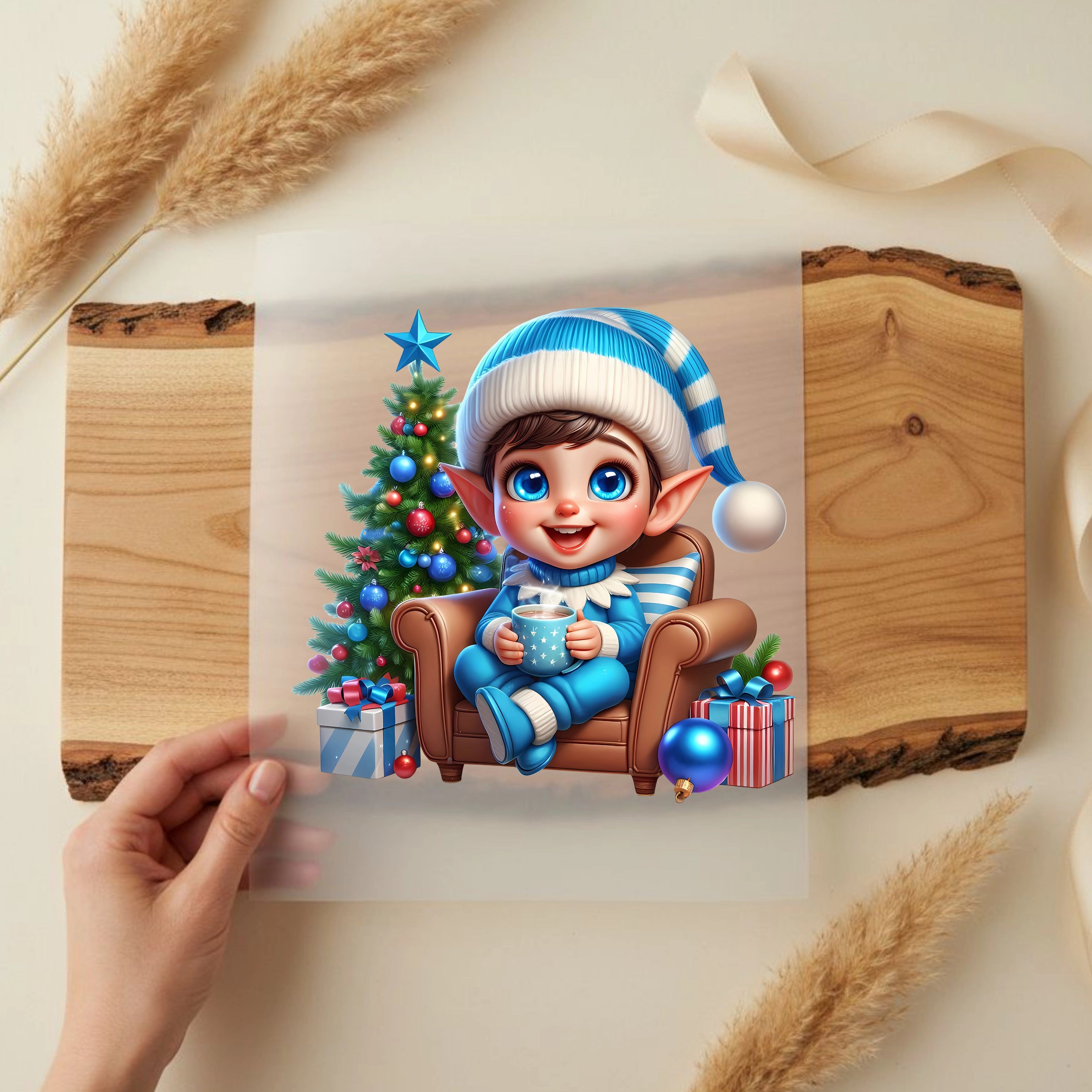 Bügelbild Blauer Elf Kakaozauber