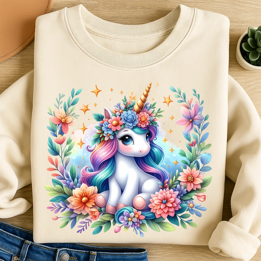 Bügelbild Blumeneinhorn