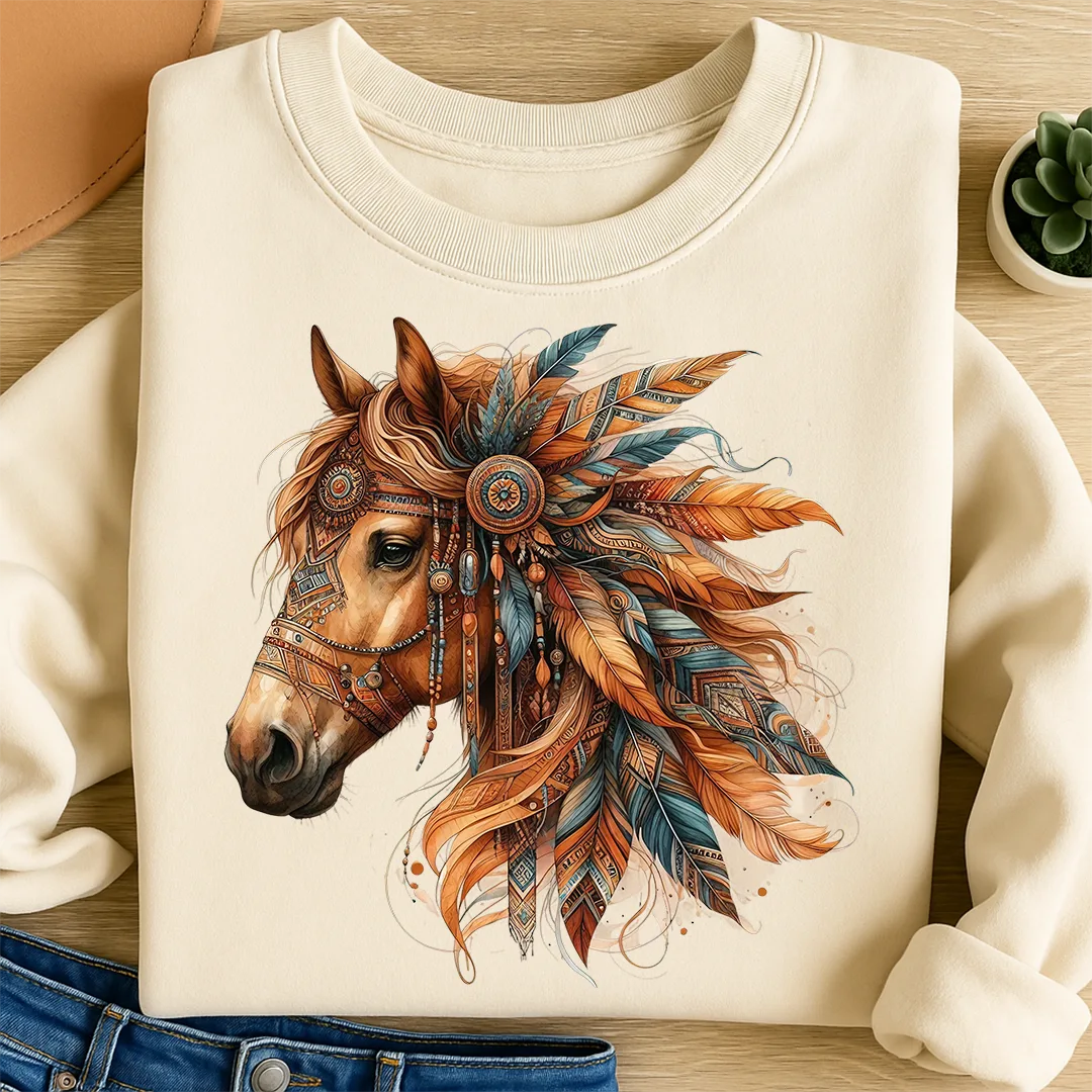 Bügelbild Boho Pferd Braun