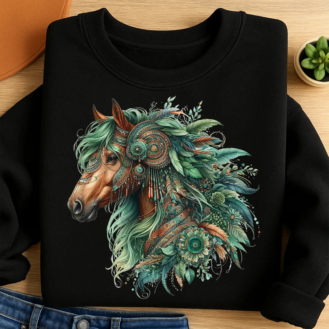 Bügelbild Boho Pferd Green Wild