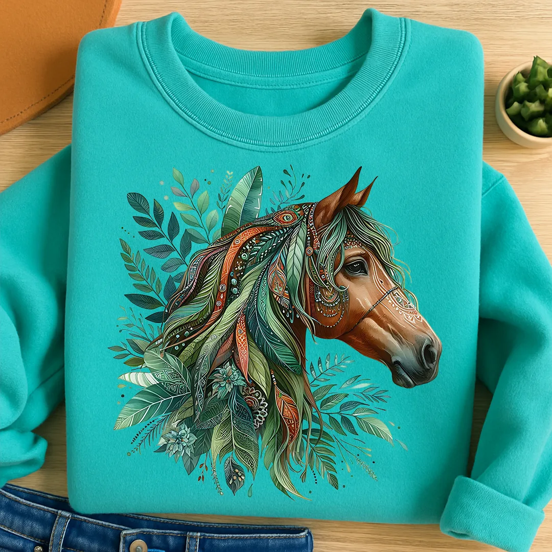 Bügelbild Boho Pferd Grün