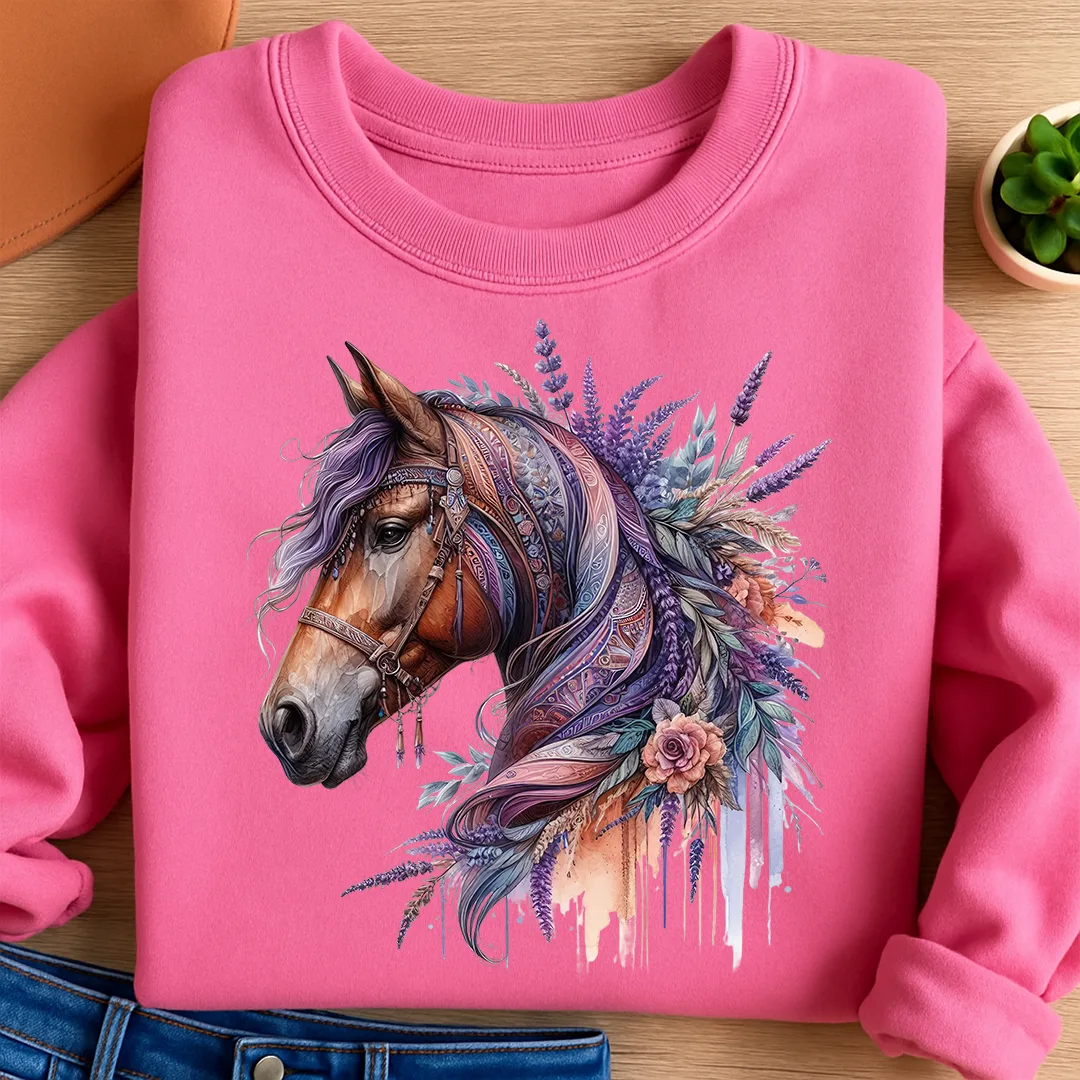 Bügelbild Boho Pferd Lila