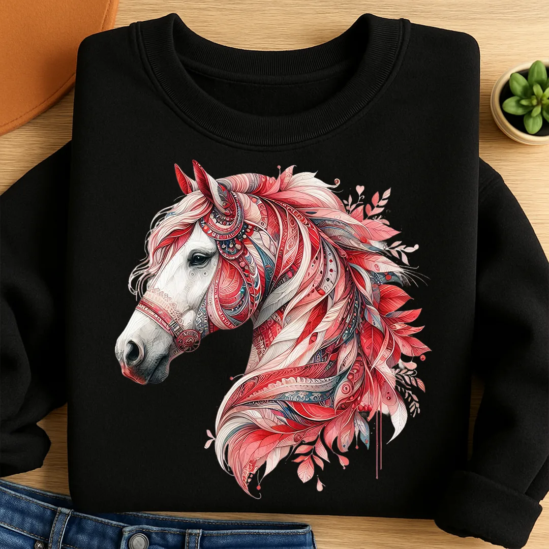 Bügelbild Boho Pferd Rot