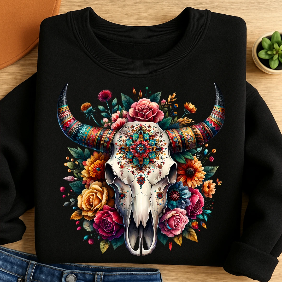 Bügelbild Boho Skull Wüstenzauber