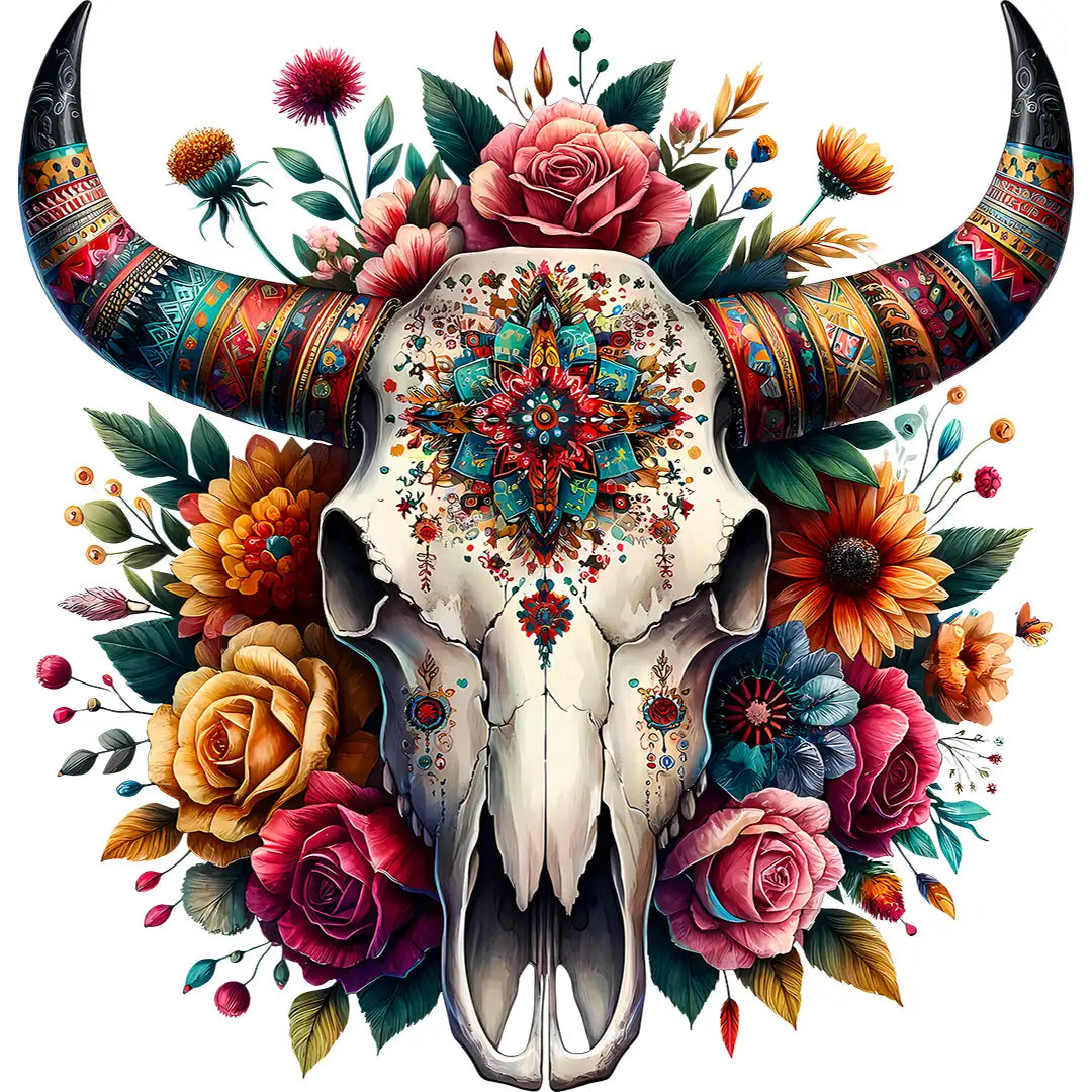 Bügelbild Boho Skull Wüstenzauber - S