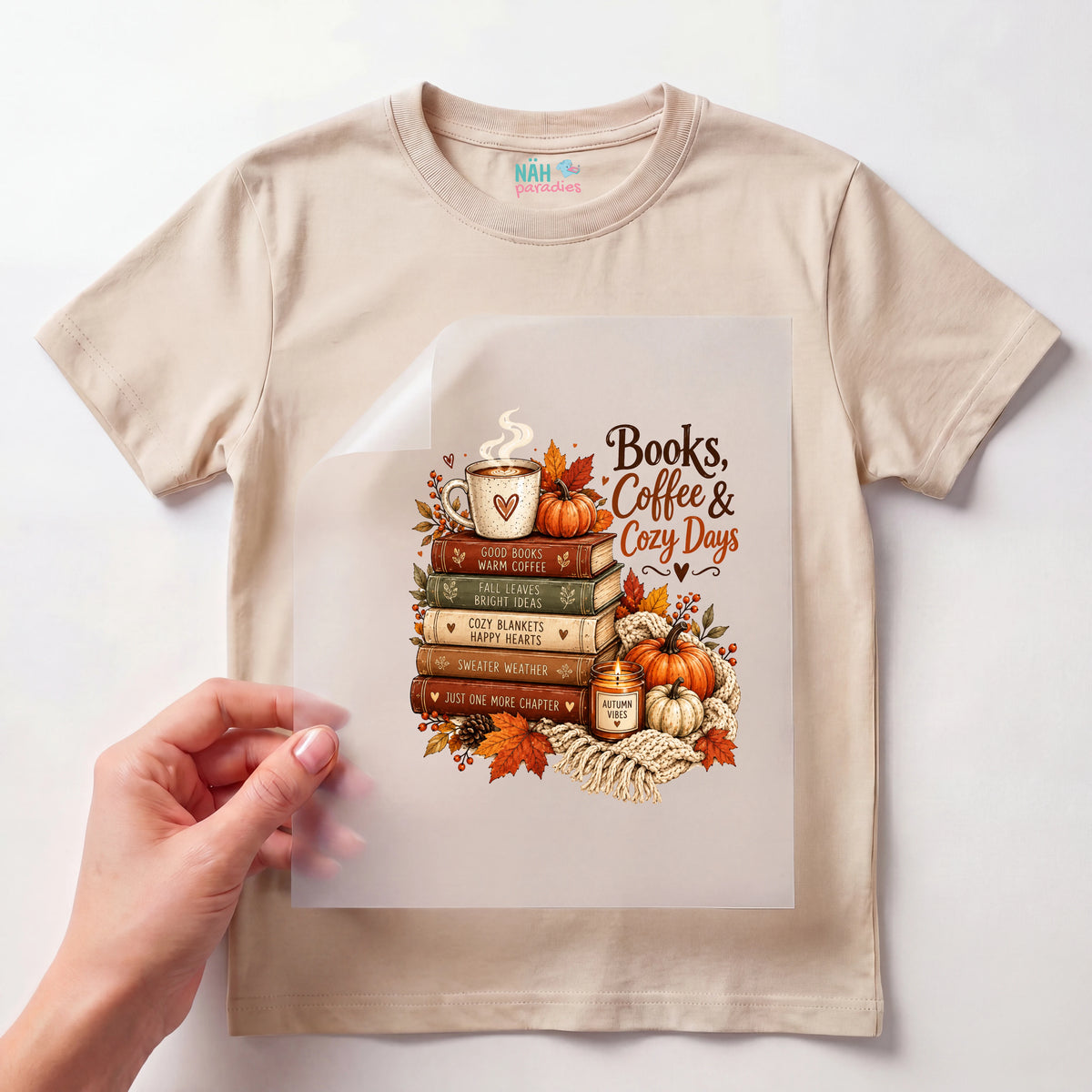Bügelbild Books Coffee Cozy Days